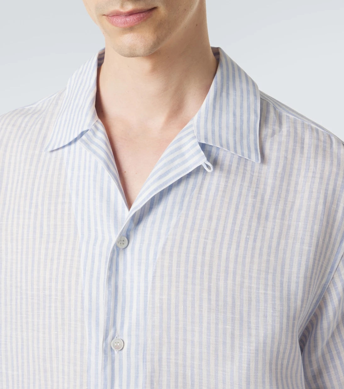 Brioni - Striped linen bowling shirt