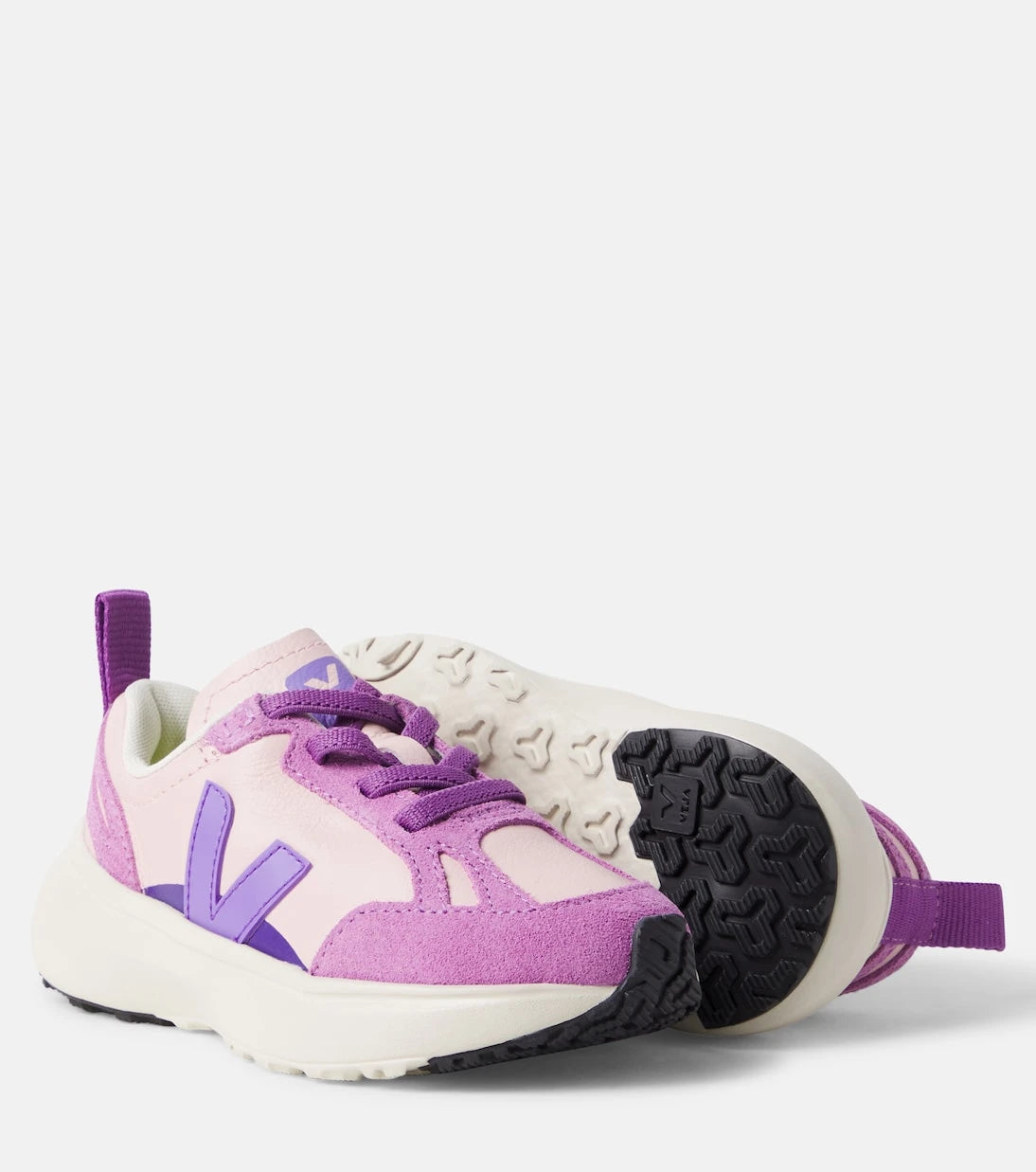 Veja Kids - Canary suede-trimmed leather sneakers