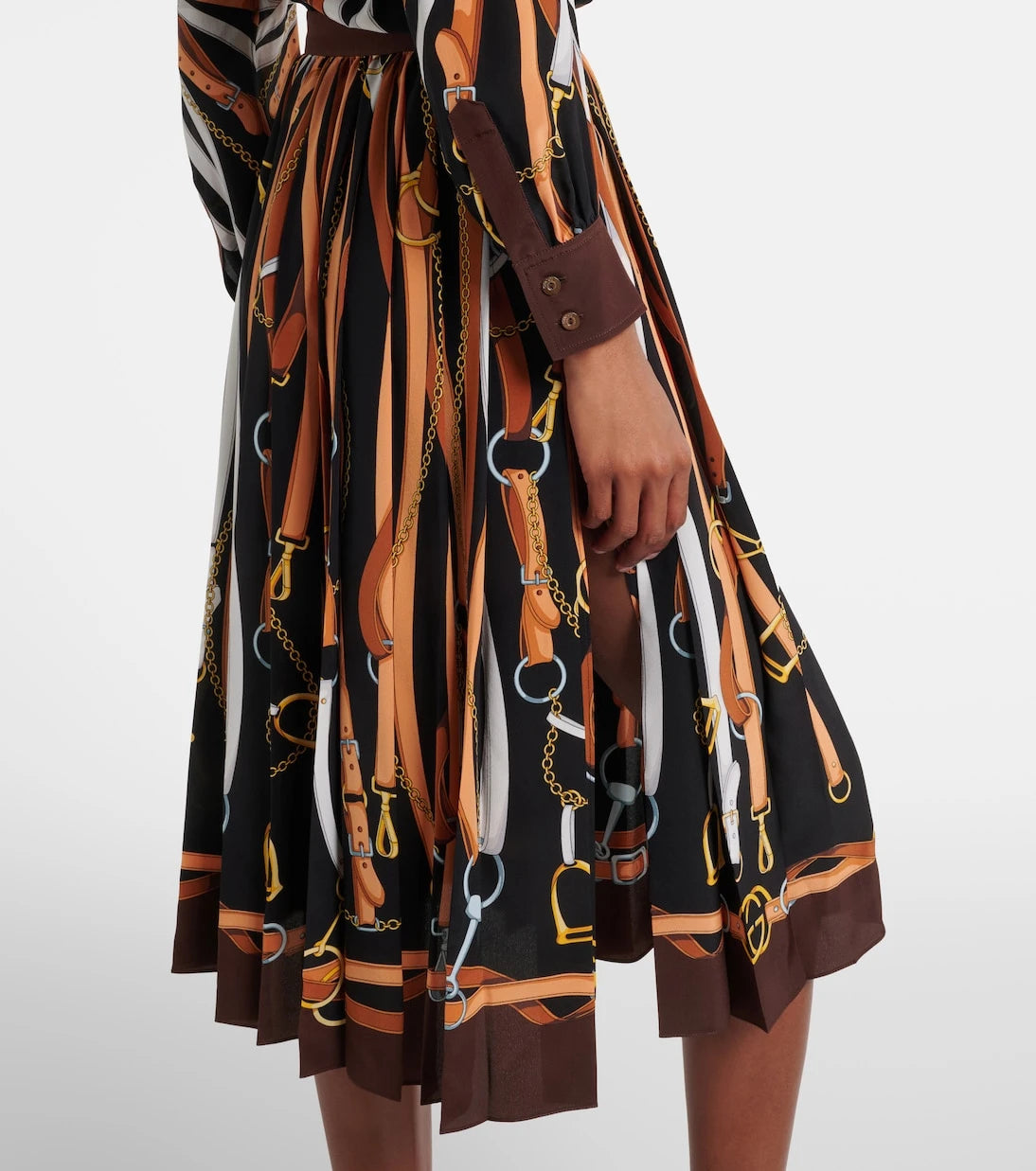 Gucci - Printed tie-neck silk shirt dress