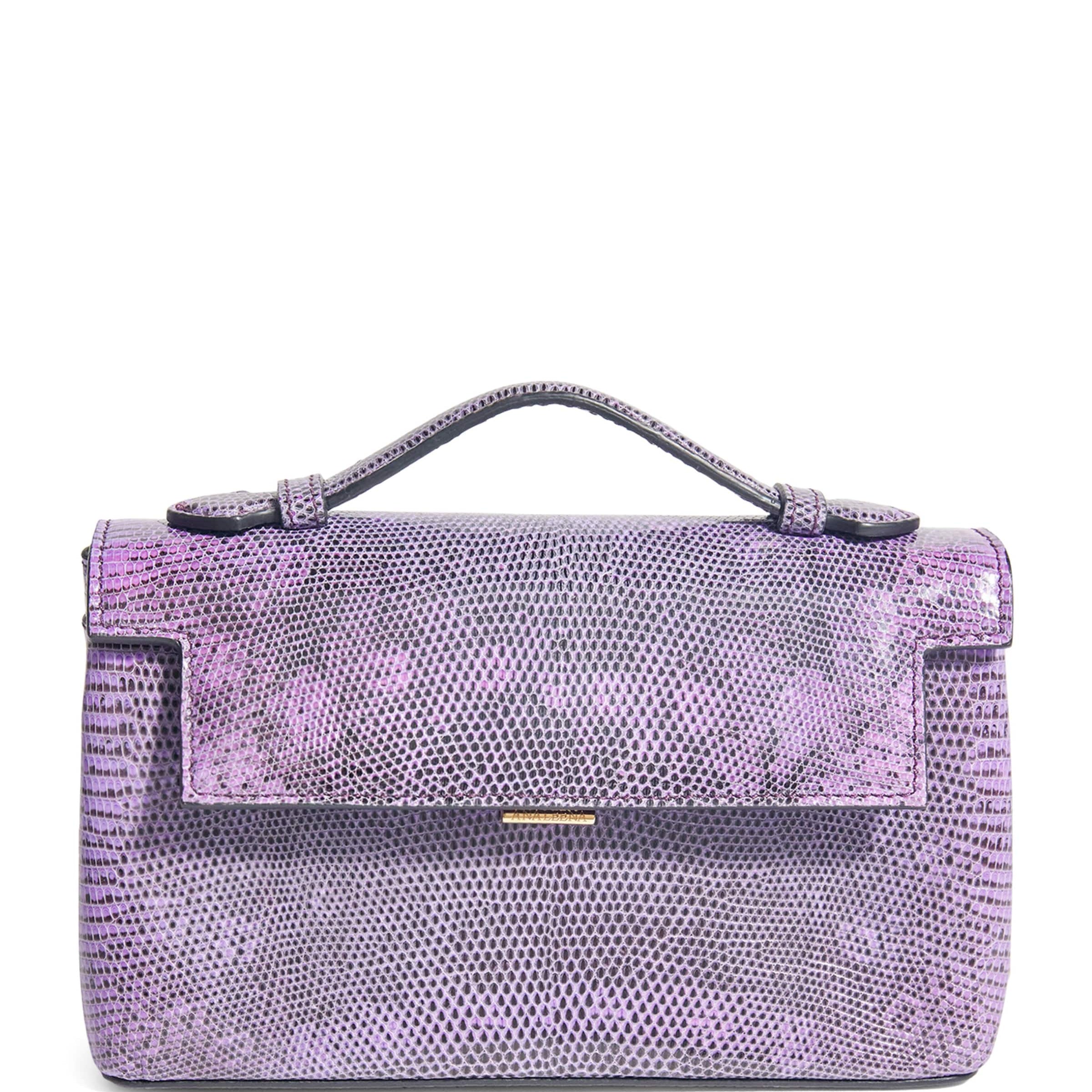 Analeena Purple Lizard Skin Top-Handle Bag