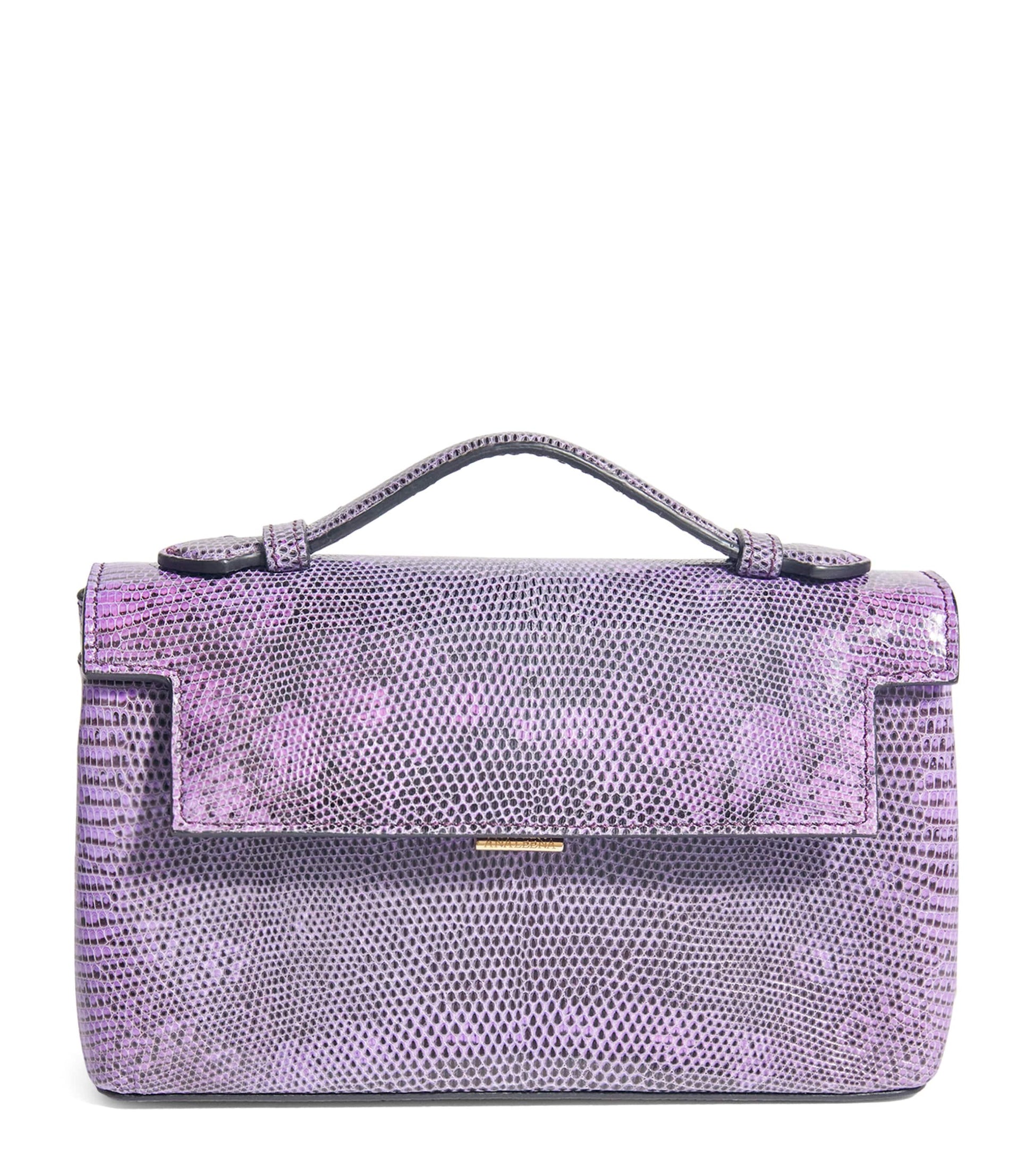 Analeena Purple Lizard Skin Top-Handle Bag