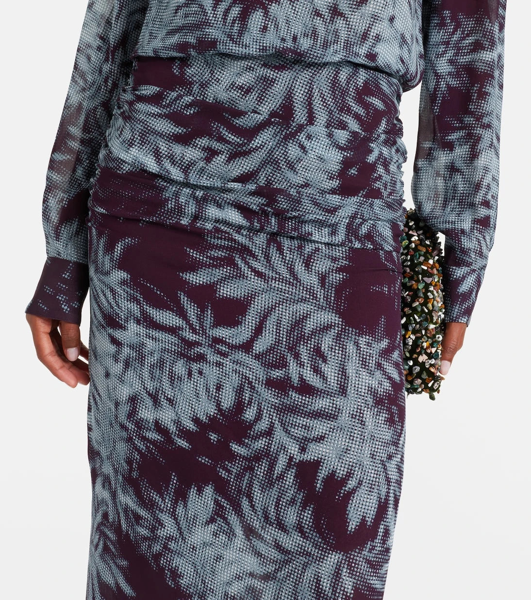 Dries Van Noten - Printed ruched midi skirt