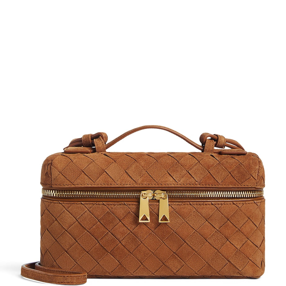 Brown Suede Bang Bang Vanity Case Top-Handle Bag