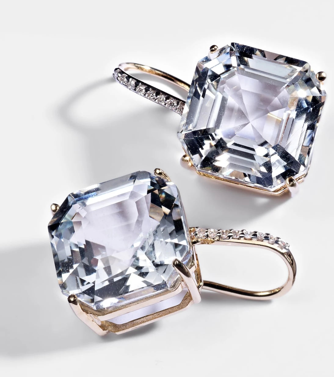 Mateo - 14kt gold earrings with quartz and diamonds