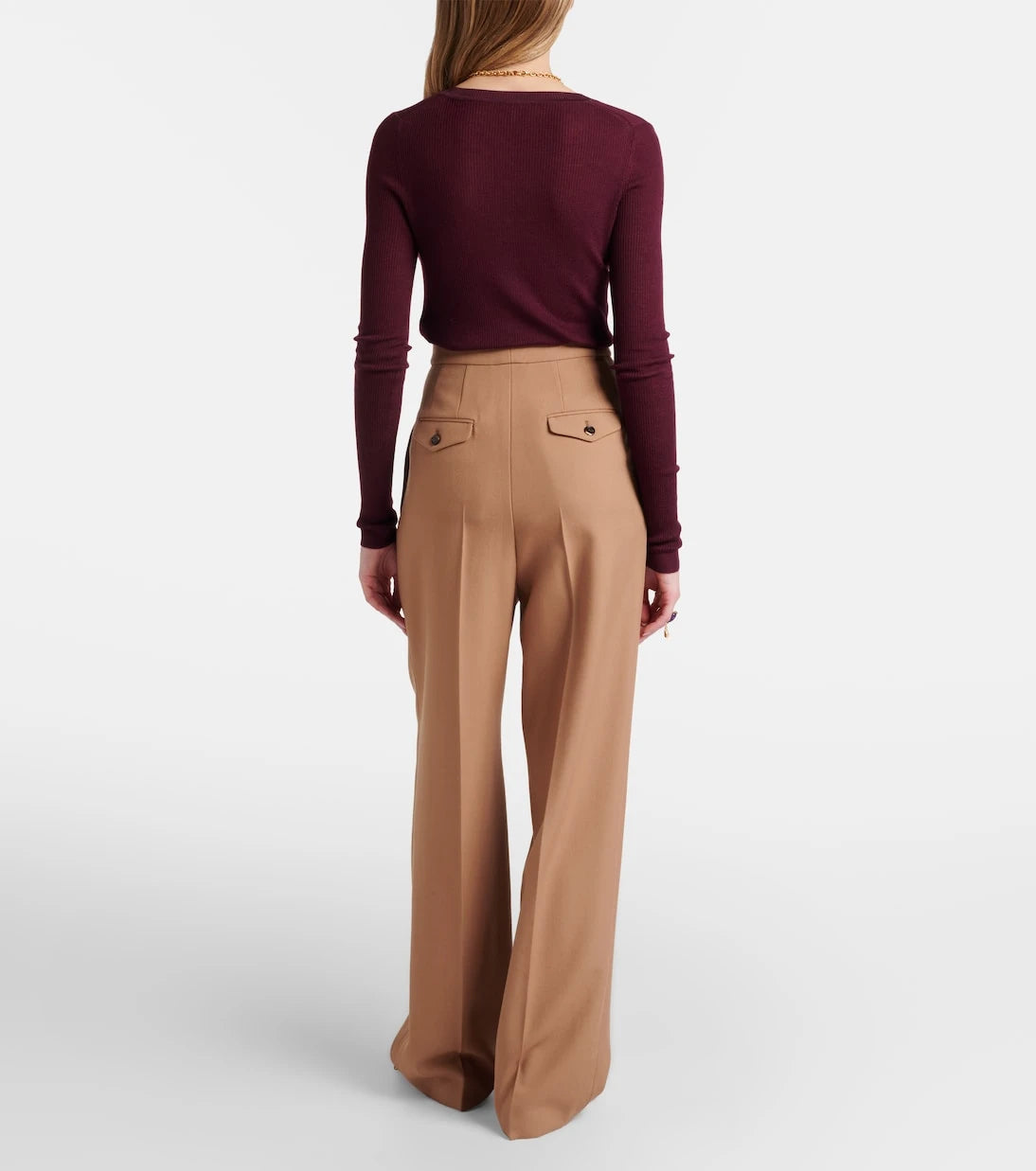 Chloé - Virgin wool gabardine wide-leg pants