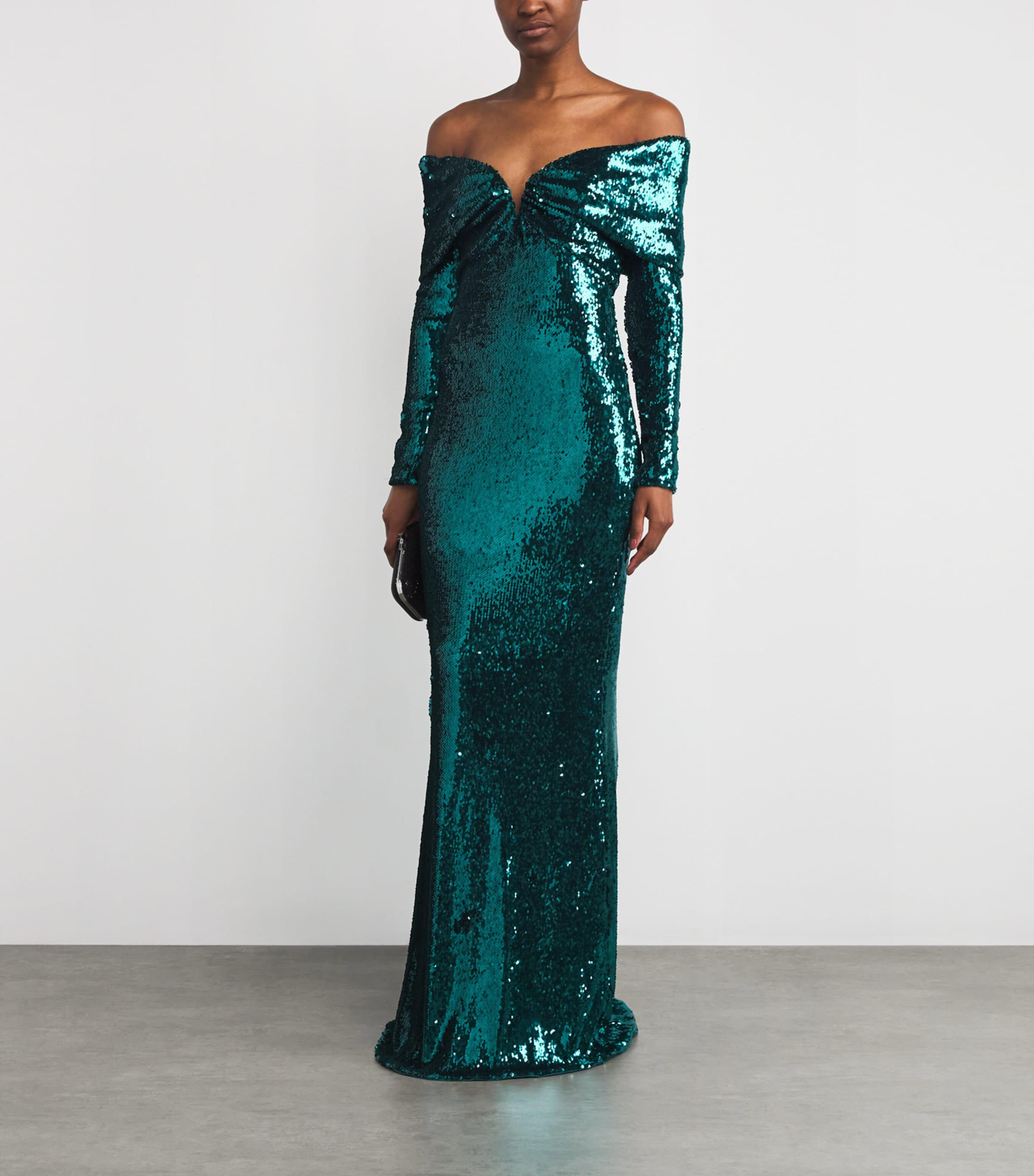 Zuhair Murad Blue Sequinned Off-The-Shoulder Gown
