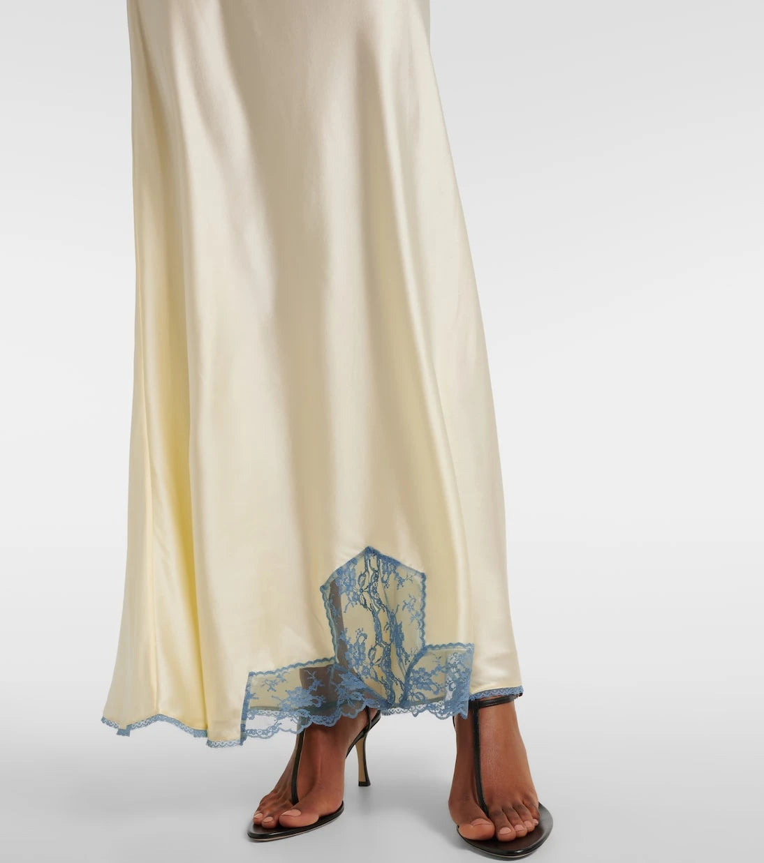 SIR - Lace-trimmed silk maxi dress