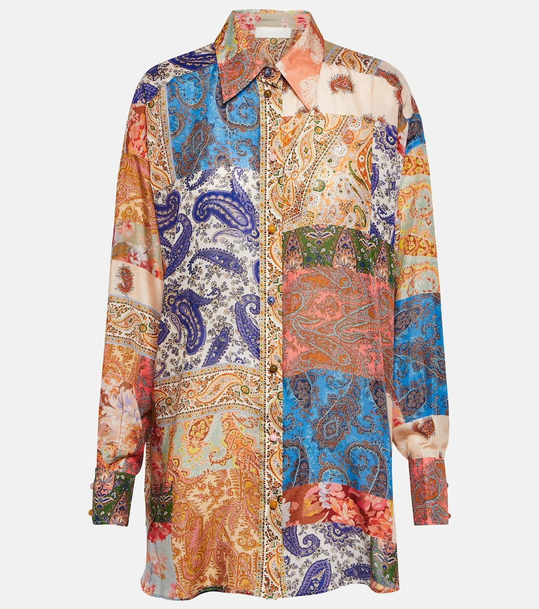 Zimmermann - Devi oversized patchwork silk shirt