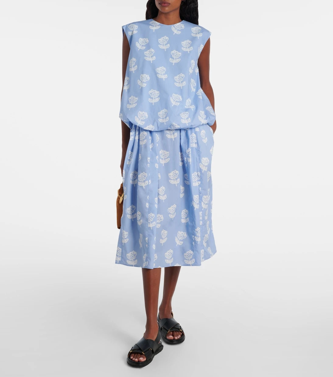 Marni - Floral cotton poplin midi skirt