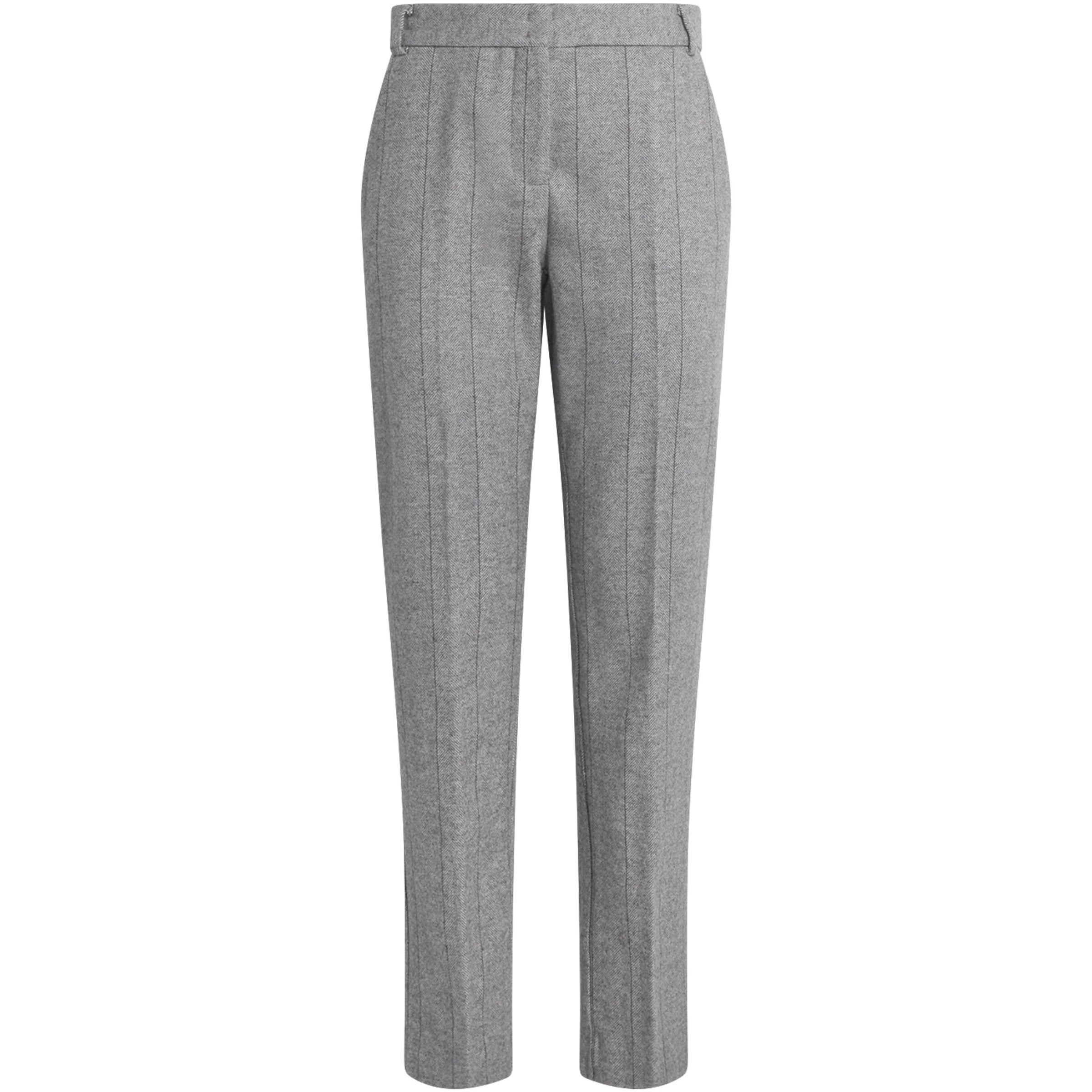MAX&Co. Grey Wool-Blend Herringbone Straight Trousers