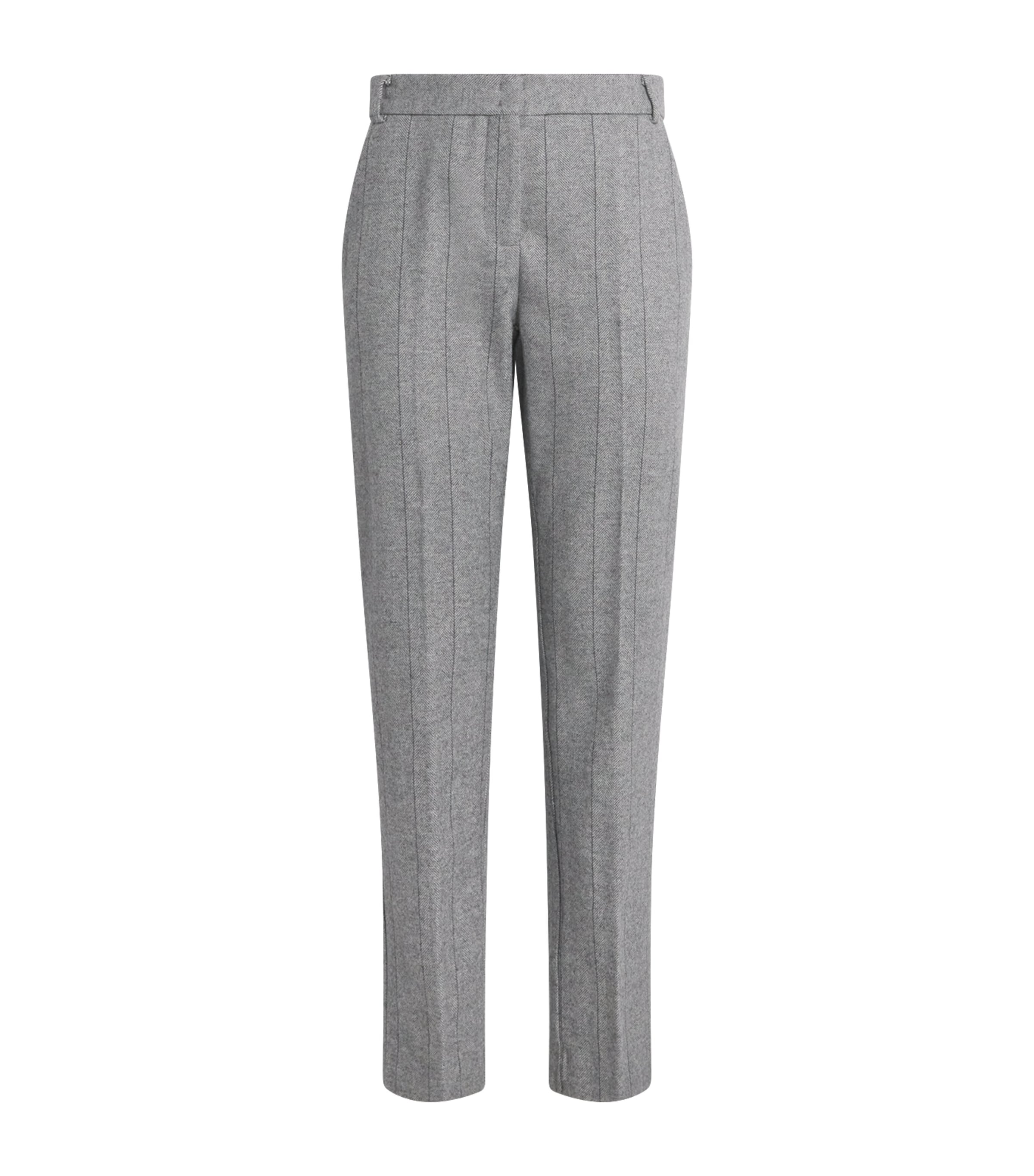 MAX&Co. Grey Wool-Blend Herringbone Straight Trousers