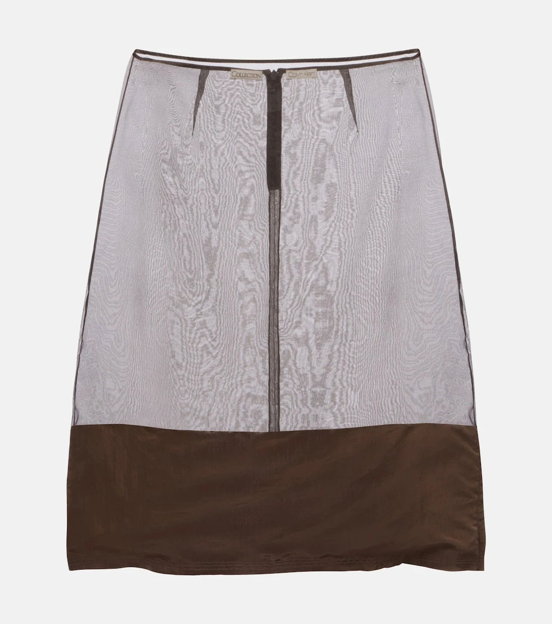 Calvin Klein Collection - Mabel satin-trimmed mesh midi skirt