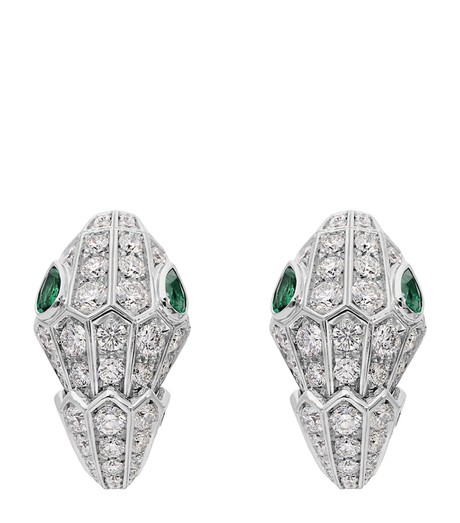 Bvlgari White Gold, Diamond and Emerald Serpenti Earrings