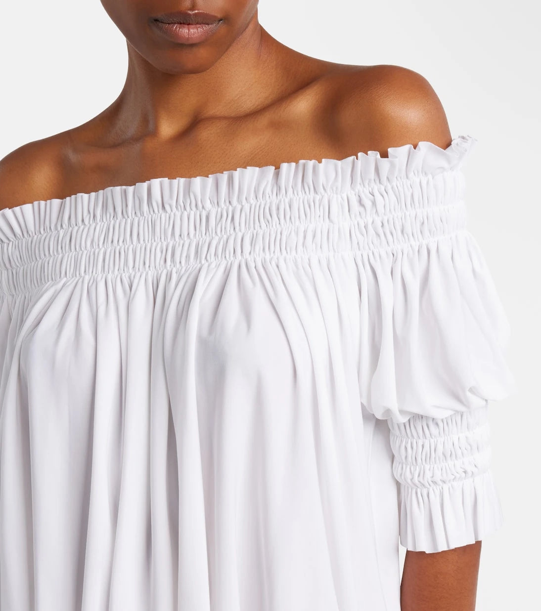 Norma Kamali - Off-shoulder smocked bodysuit