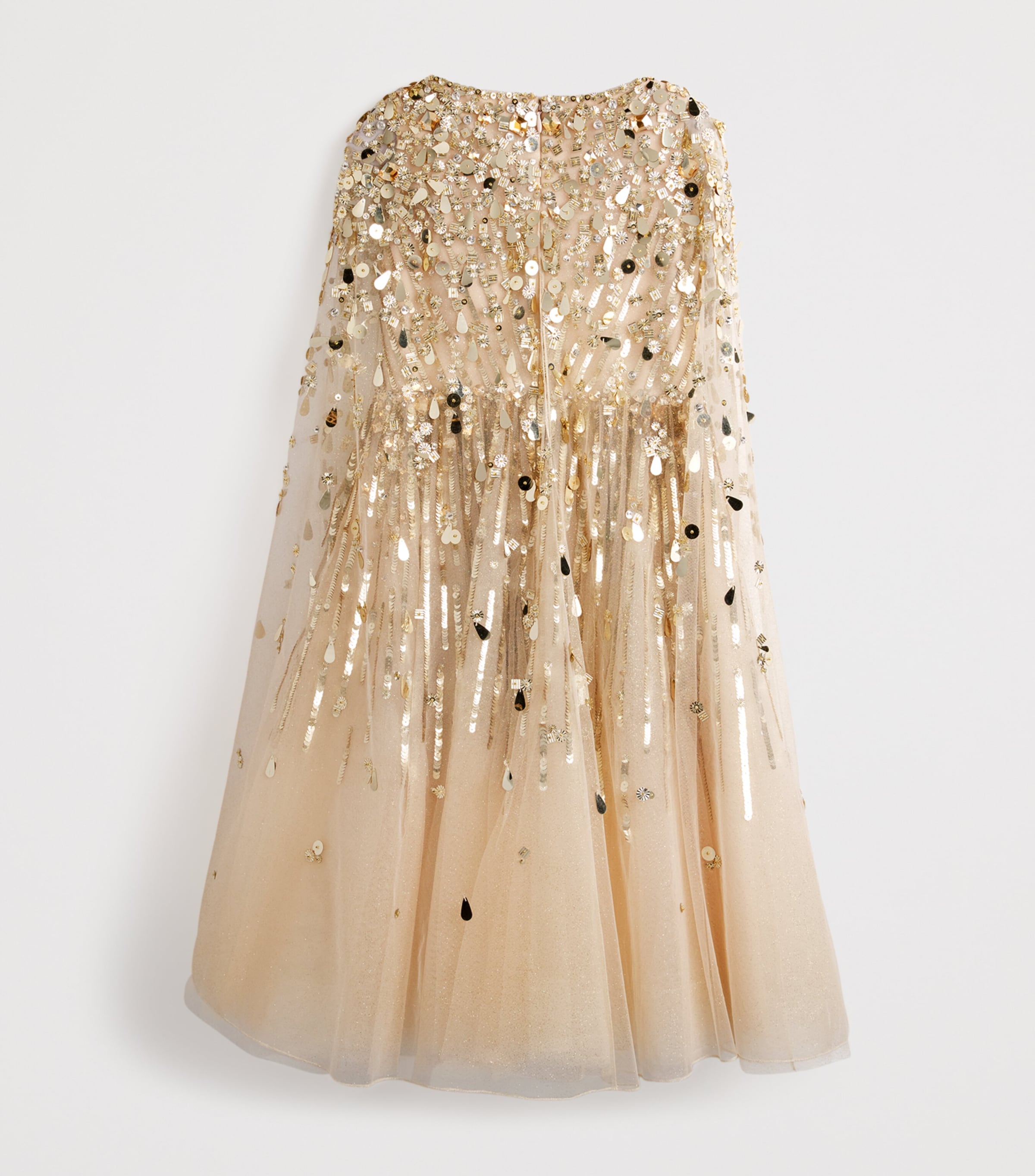 Jenny Packham Kids Gold Tulle Embellished Goldy Cape Dress (6-12 Years)