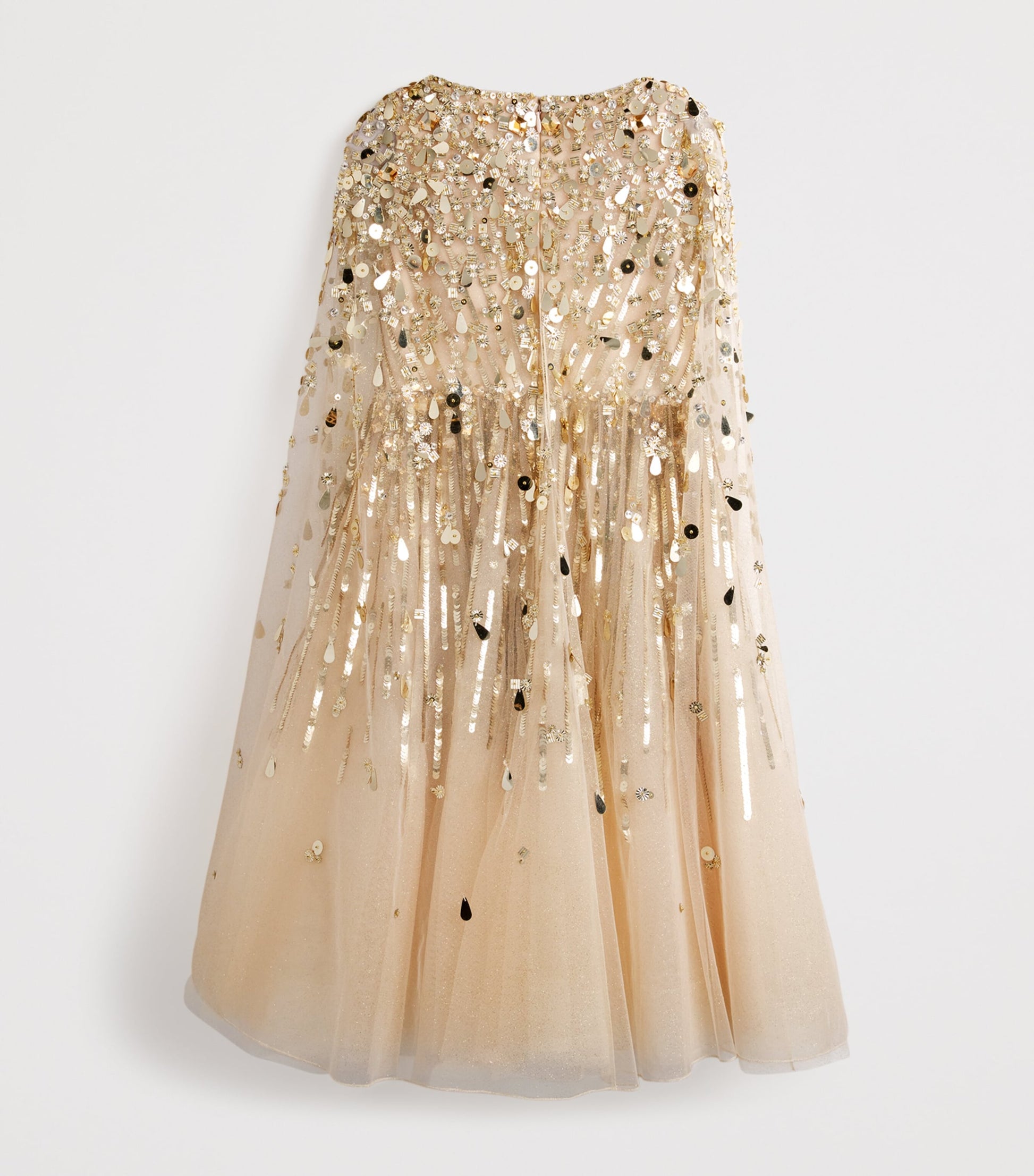 Jenny Packham Kids Gold Tulle Embellished Goldy Cape Dress (6-12 Years)