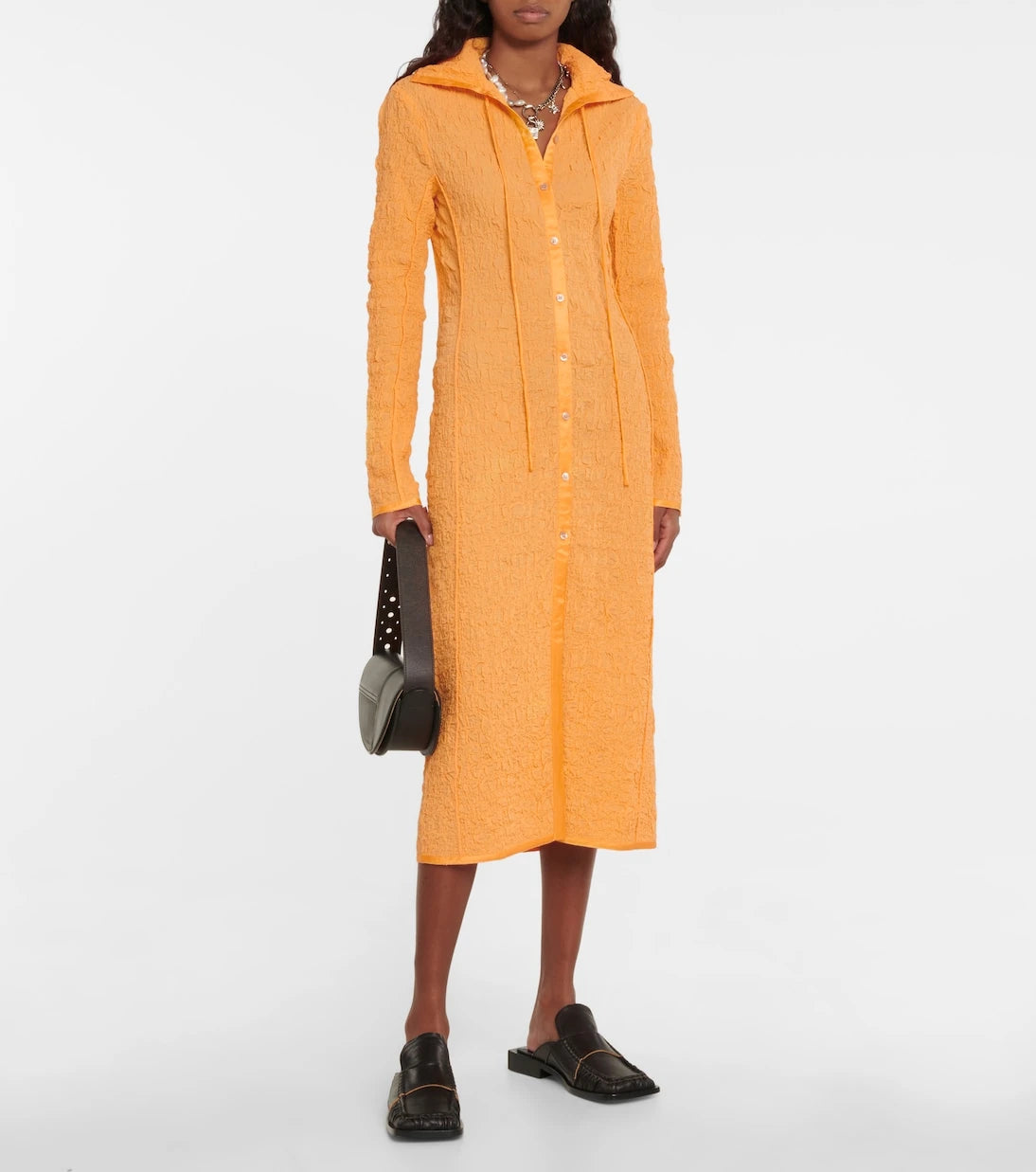 Acne Studios - فستان ميدي قطني مكشكش