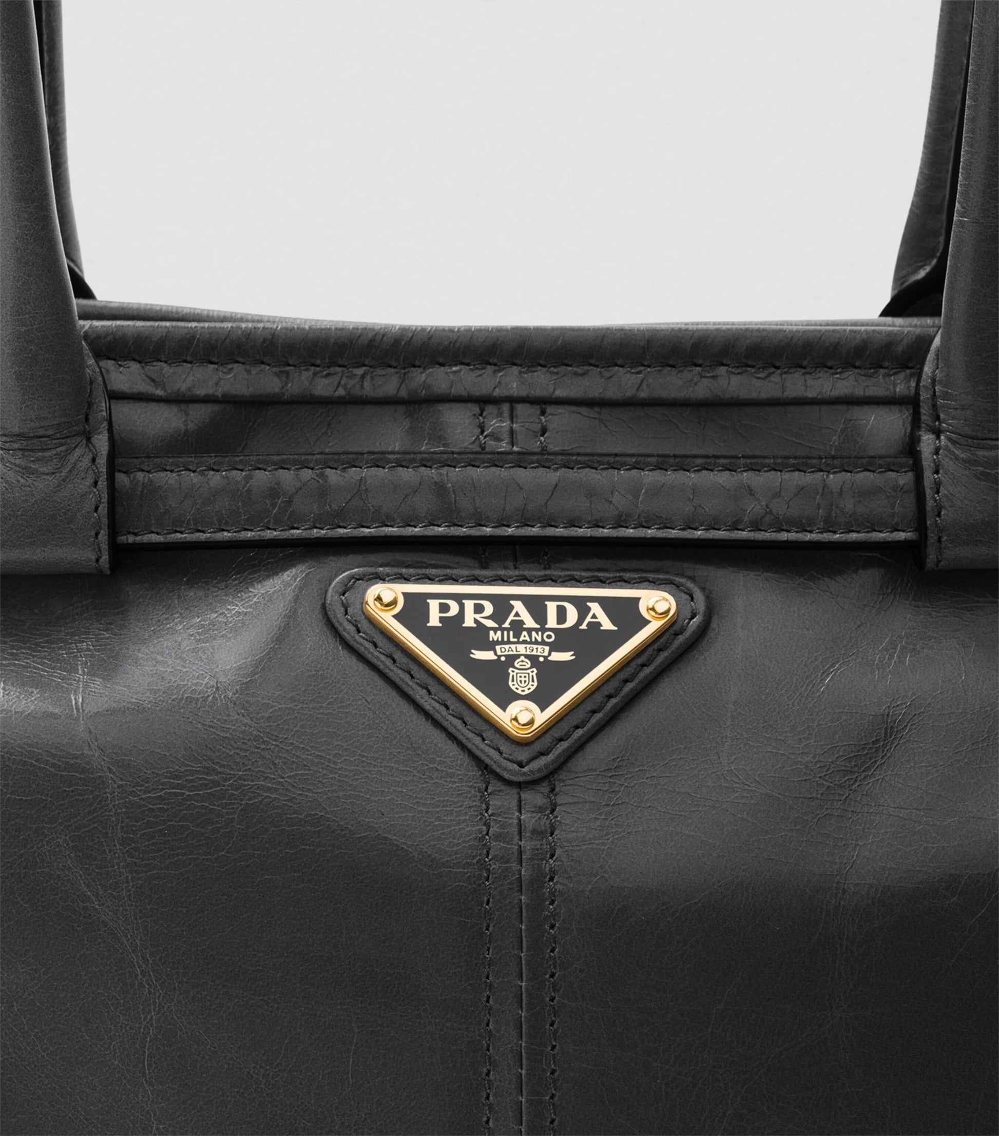 Prada Black Medium Leather Bonnie Top-Handle Bag