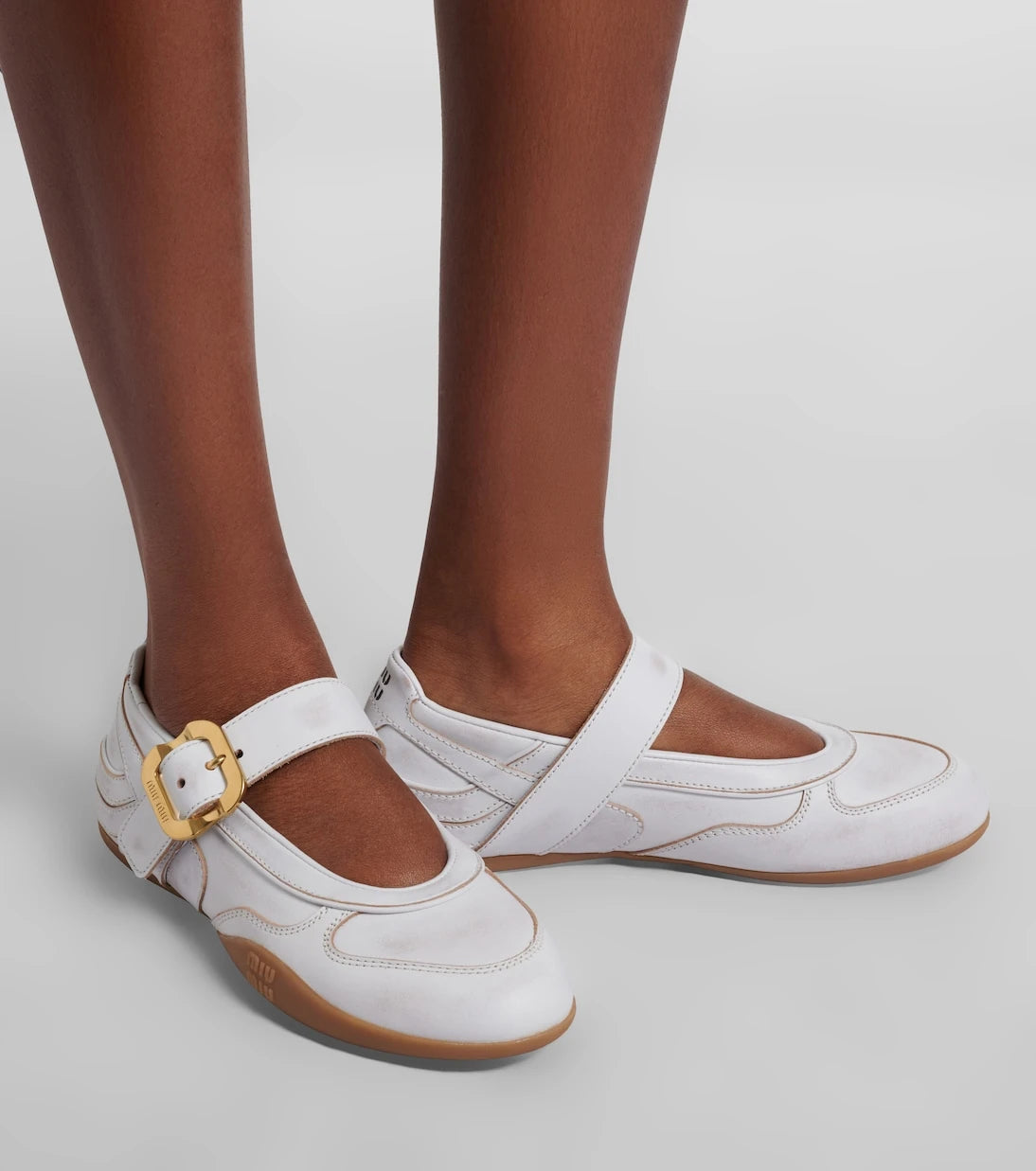 Miu Miu - Gymnasium leather ballet flats