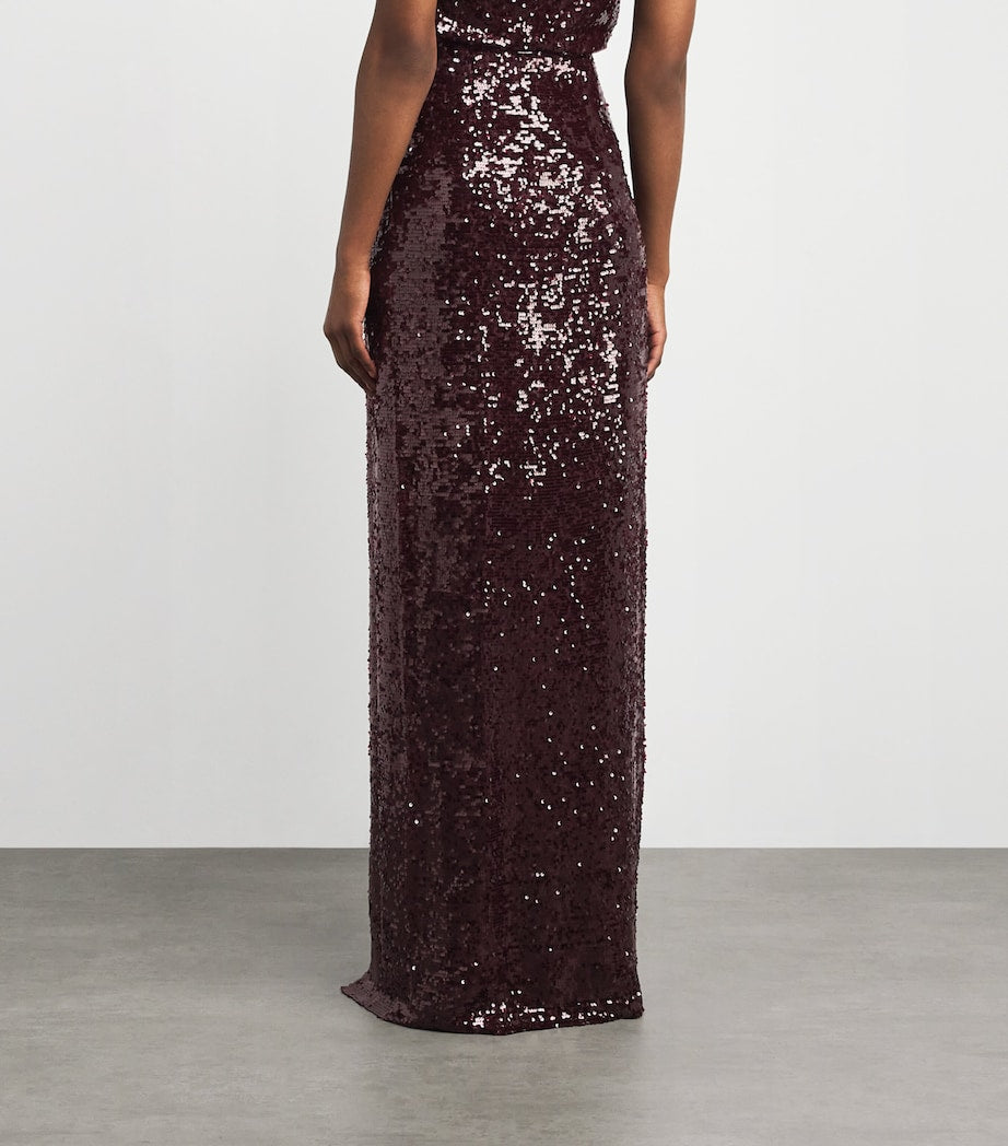 Purple Sequinned Maxi Skirt