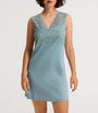 Hanro Blue Cotton Lace-Trim Moments Nightdress