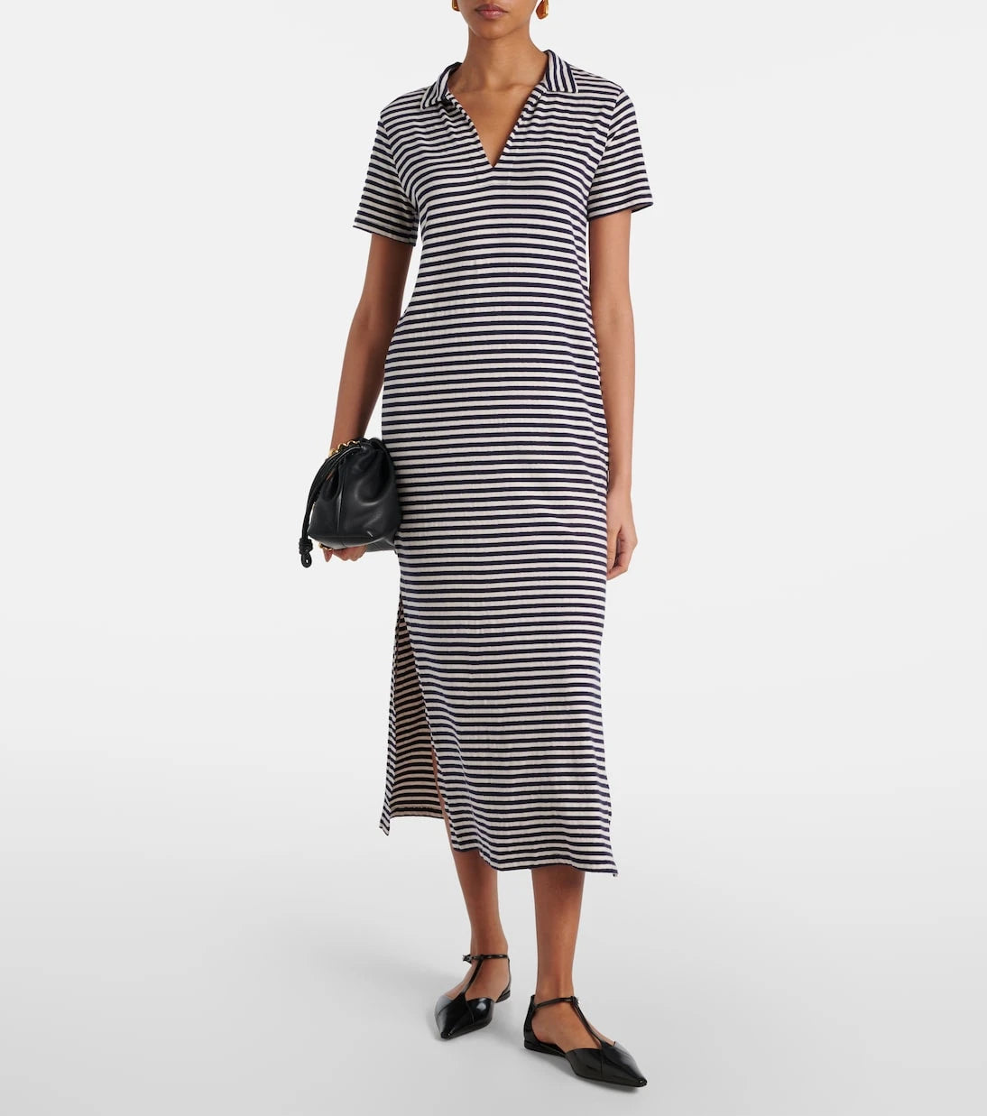 Velvet - Khan striped cotton jersey midi dress