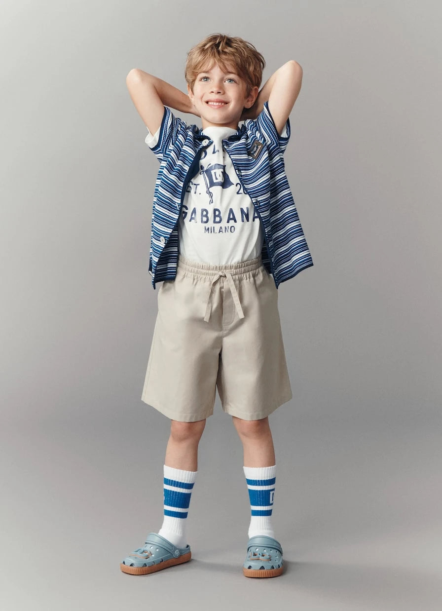 Dolce&Gabbana Kids - شورت من نسيج الغبردين المخلوط بالقطن