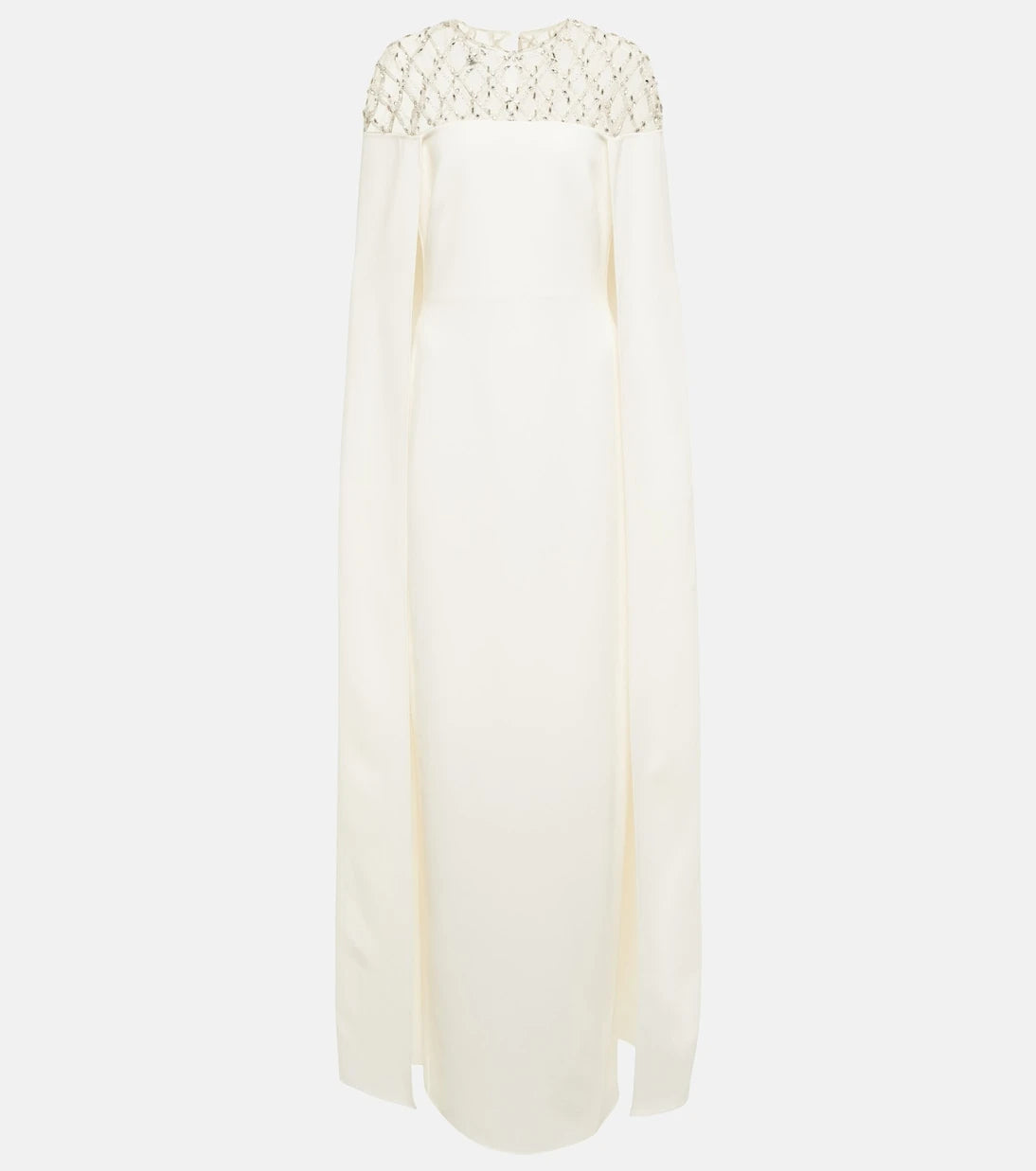 Safiyaa - Bridal embellished crêpe cape gown