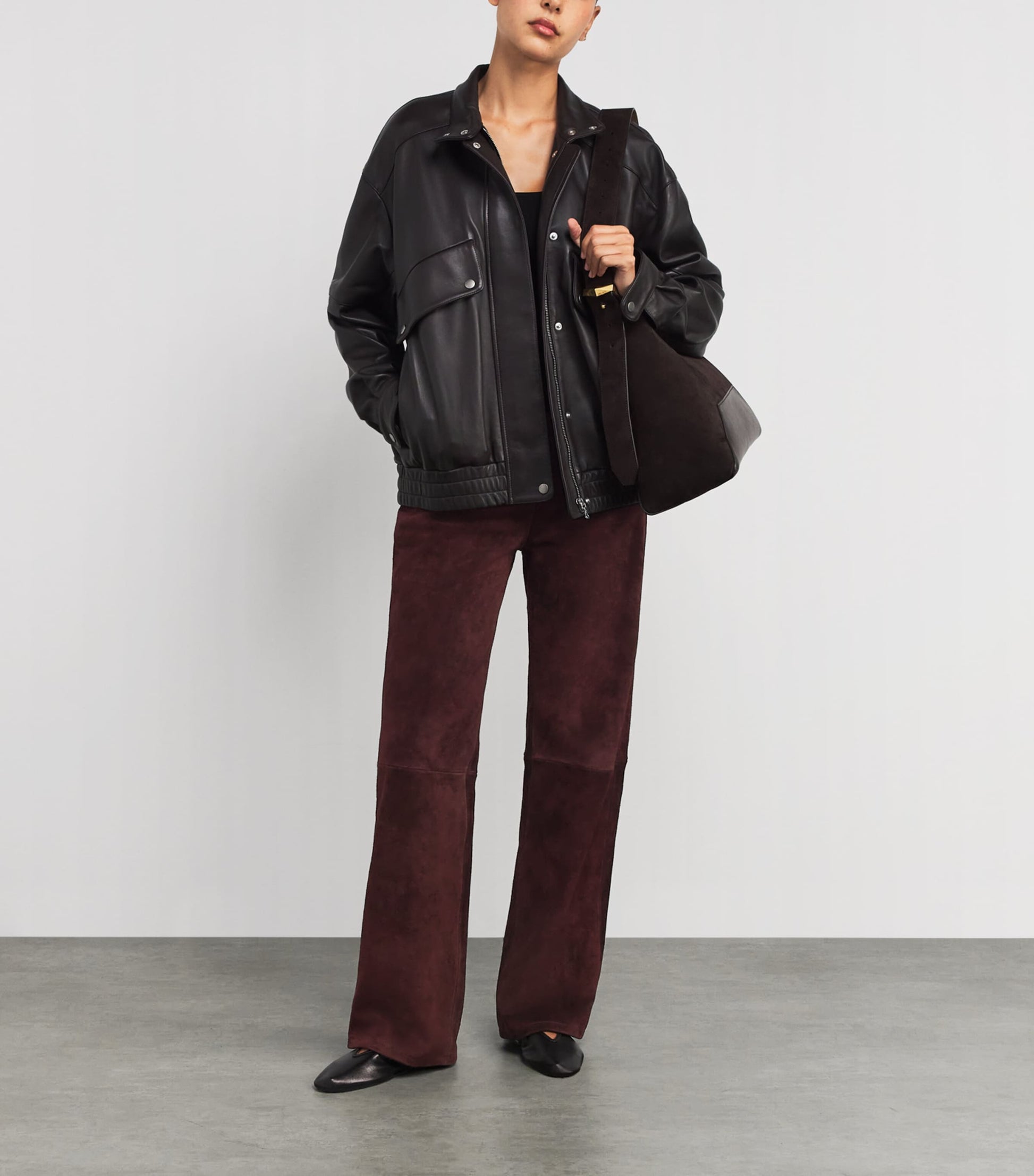 Arma Burgundy Sole Suede Straight Trousers