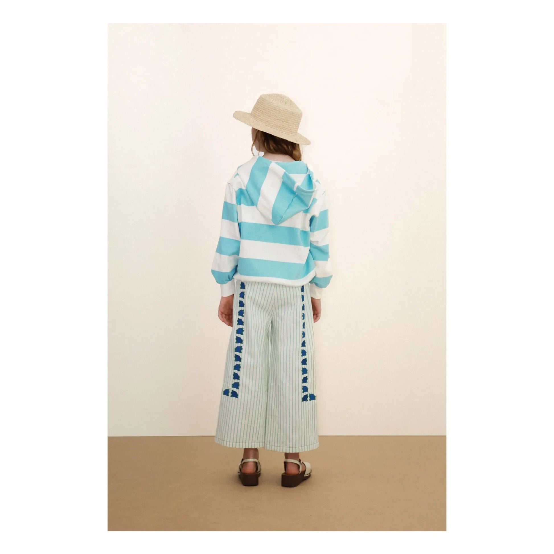 Tinycottons - Striped Organic Cotton Hoodie | Light blue