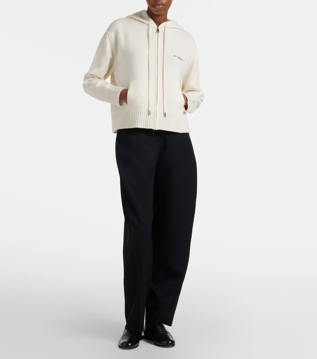 Givenchy - Logo hooded wool and cashmere zip-up cardigan