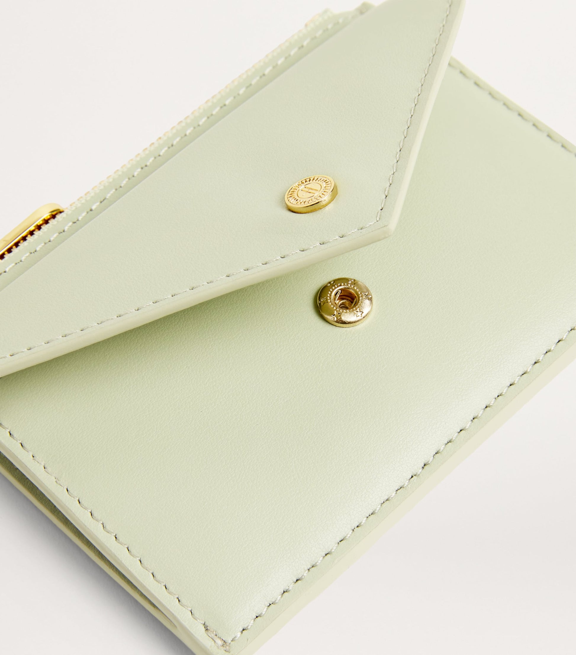 Green Leather Zip-Up Card Holder
