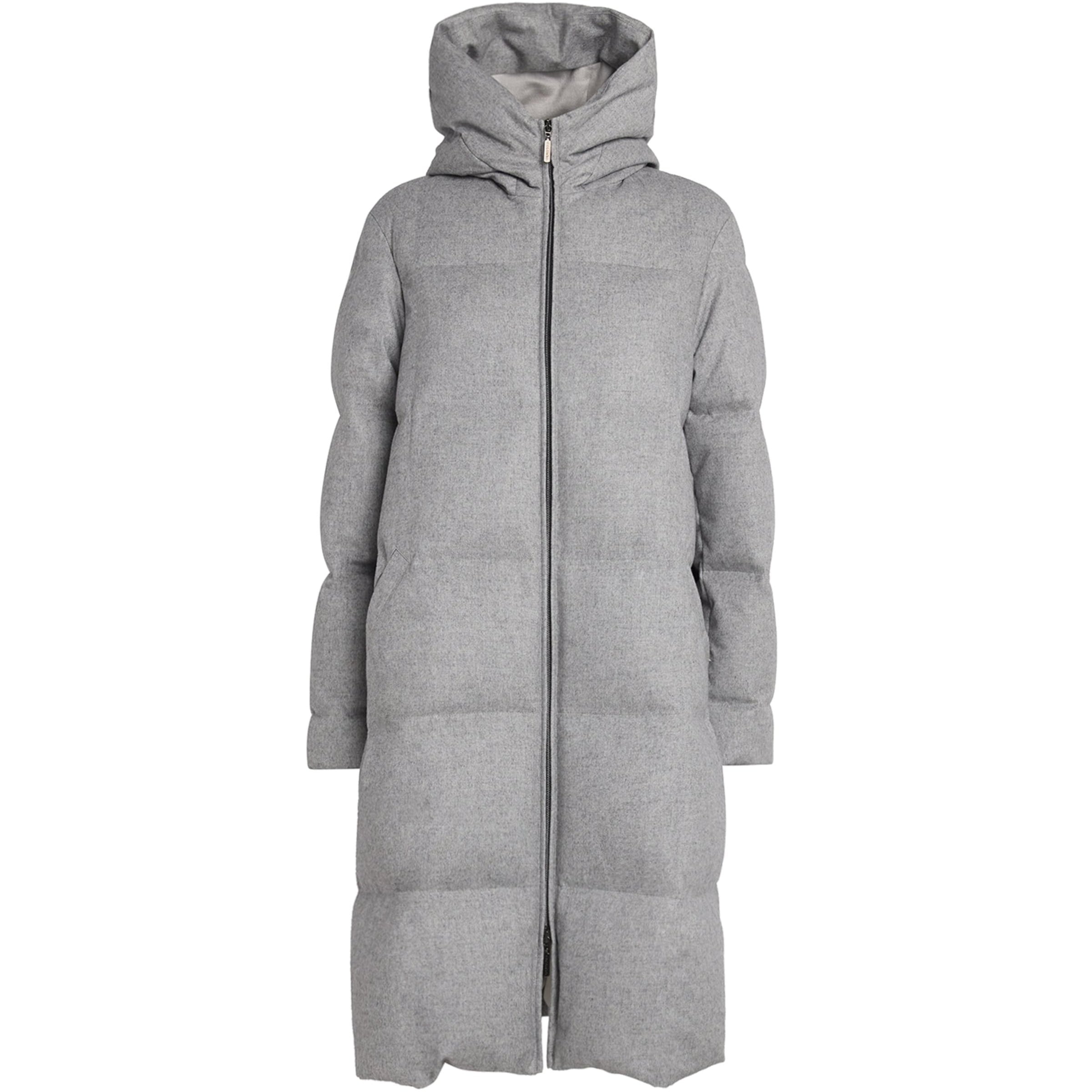 Grey Down-Silk-Cashmere Puffer Coat