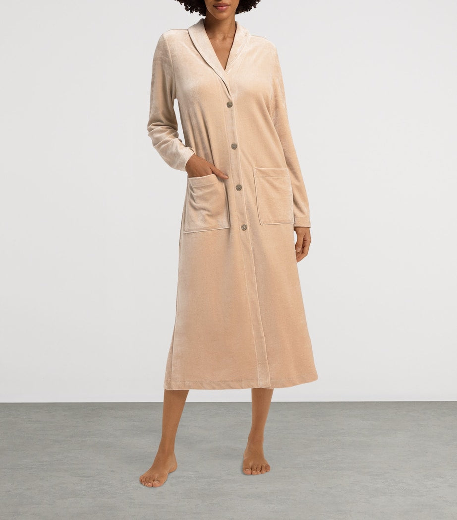 Hanro Beige Velour Favourites Robe