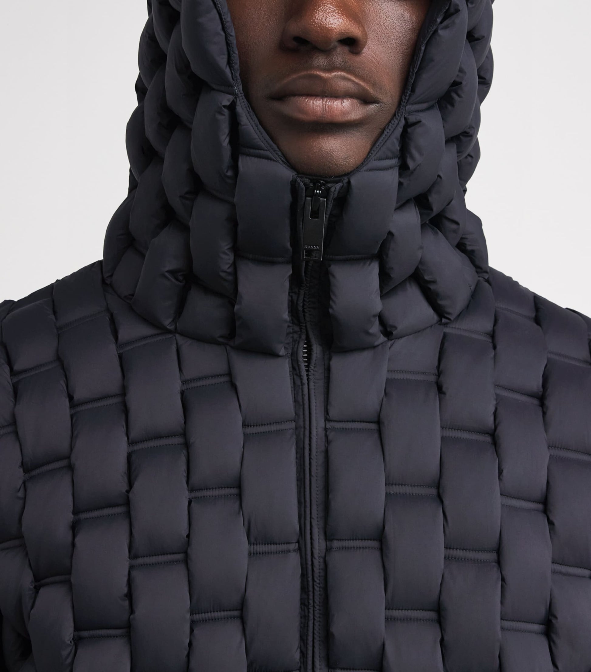 Raxxy Black 3D Down-Filled Woven Puffer Jacket