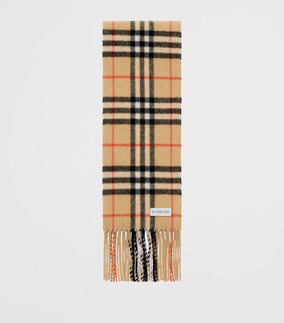 Burberry Beige Cashmere Narrow Check Scarf