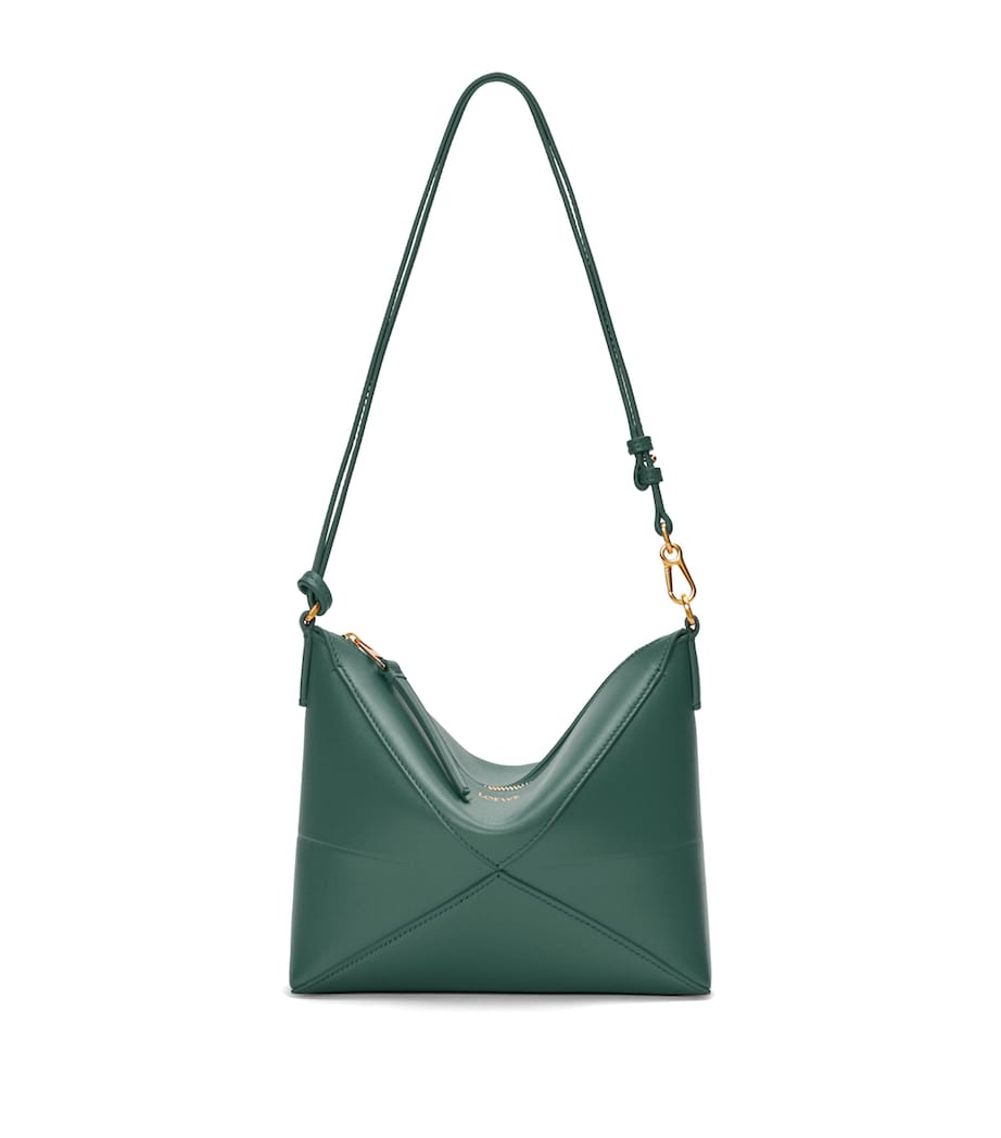 Green Leather Puzzle Pouch Bag