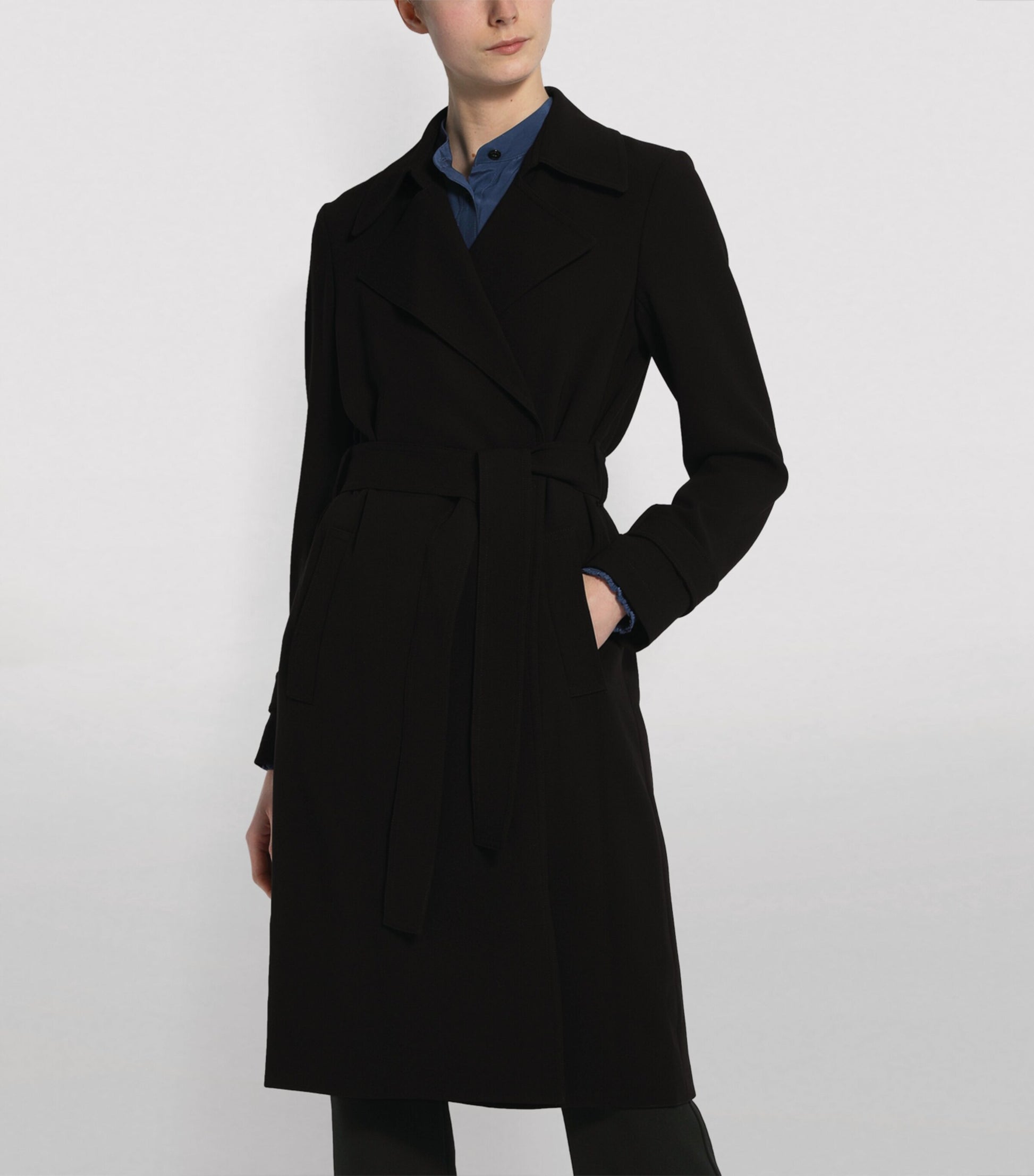Theory Black Oaklene Trench Coat