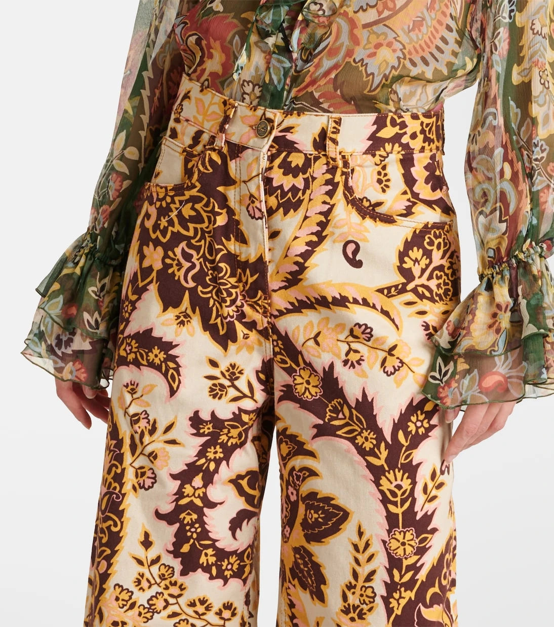 Etro - Floral high-rise wide-leg jeans