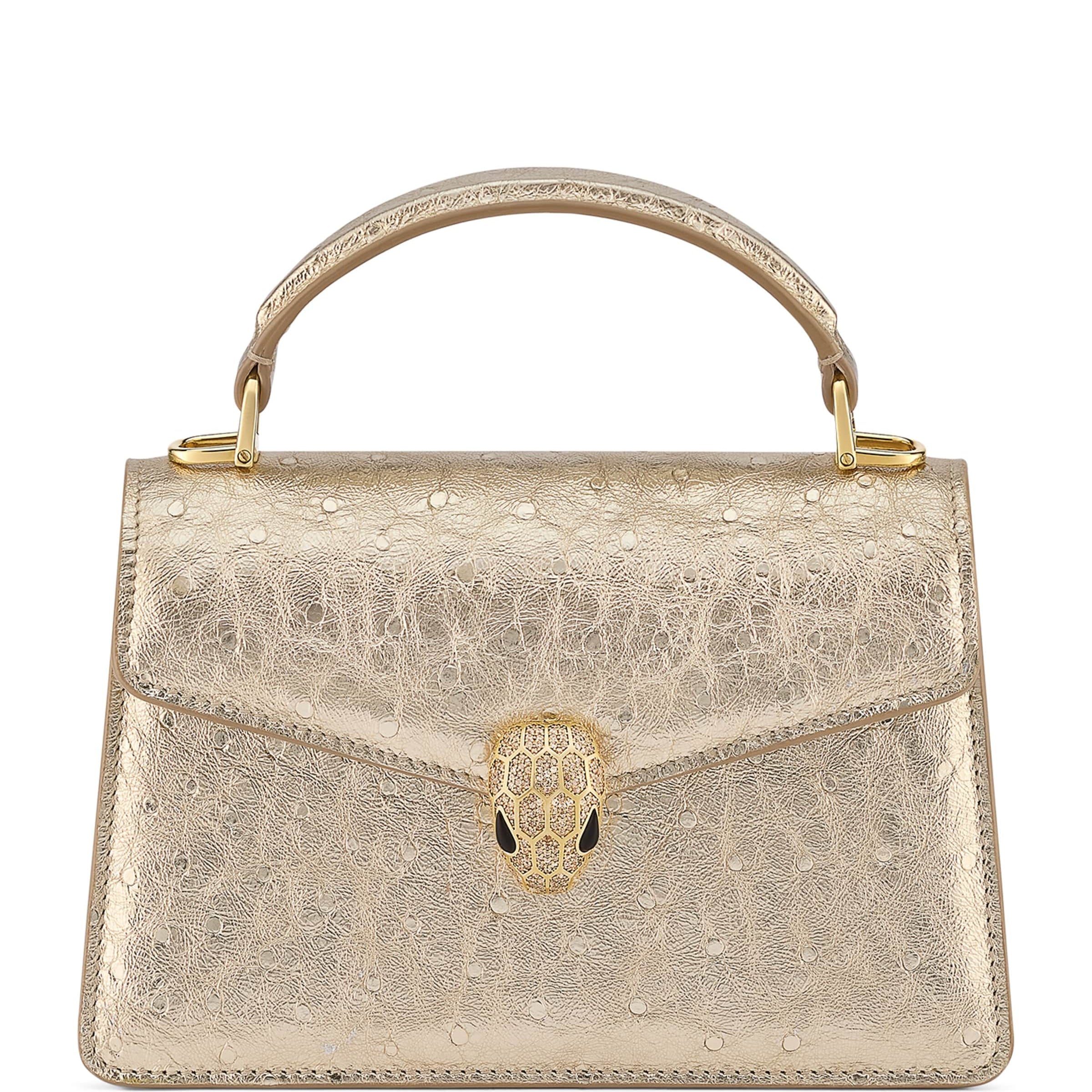 Bvlgari Gold Mini Leather Serpenti Forever Top-Handle Bag