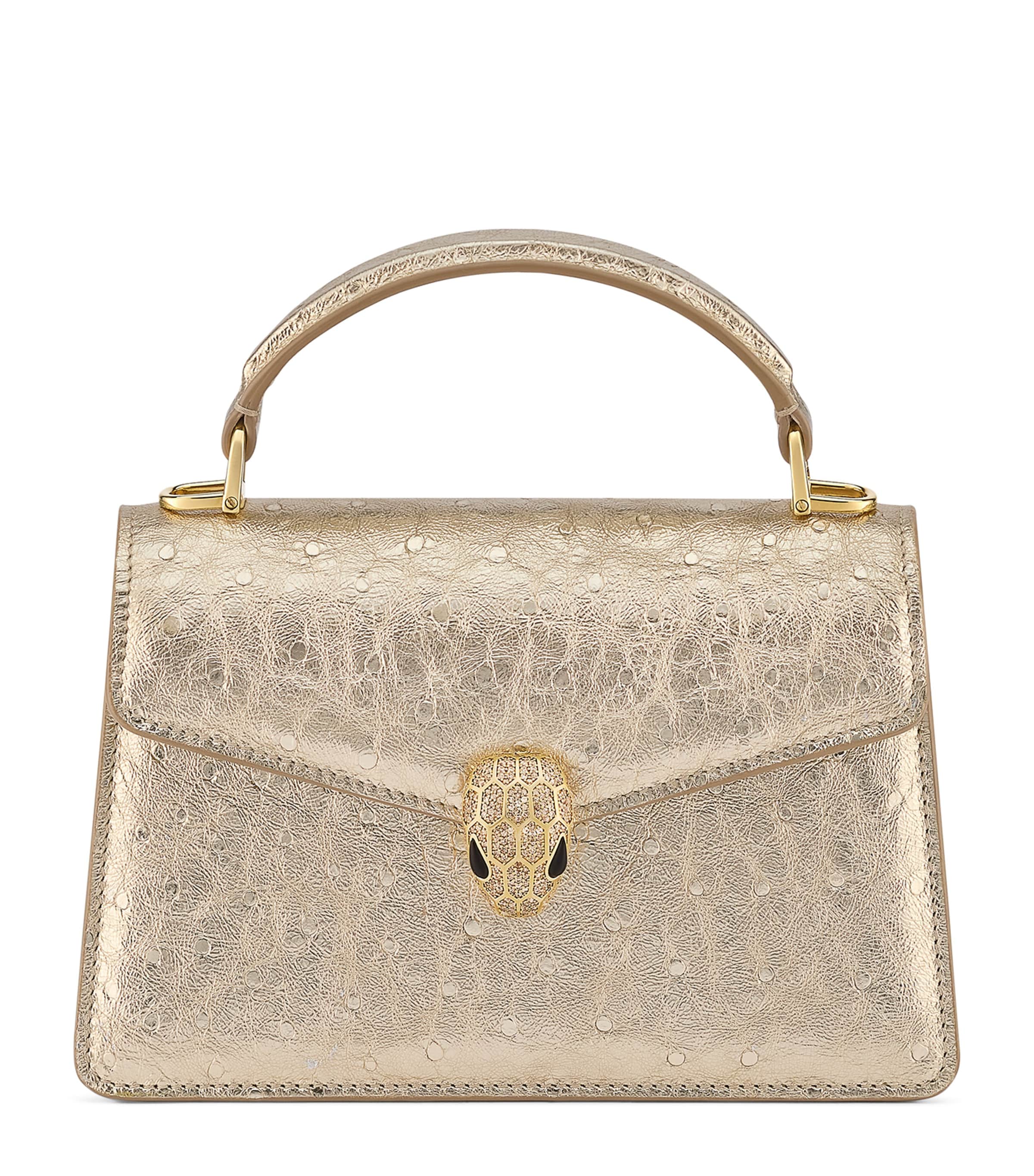 Bvlgari Gold Mini Leather Serpenti Forever Top-Handle Bag