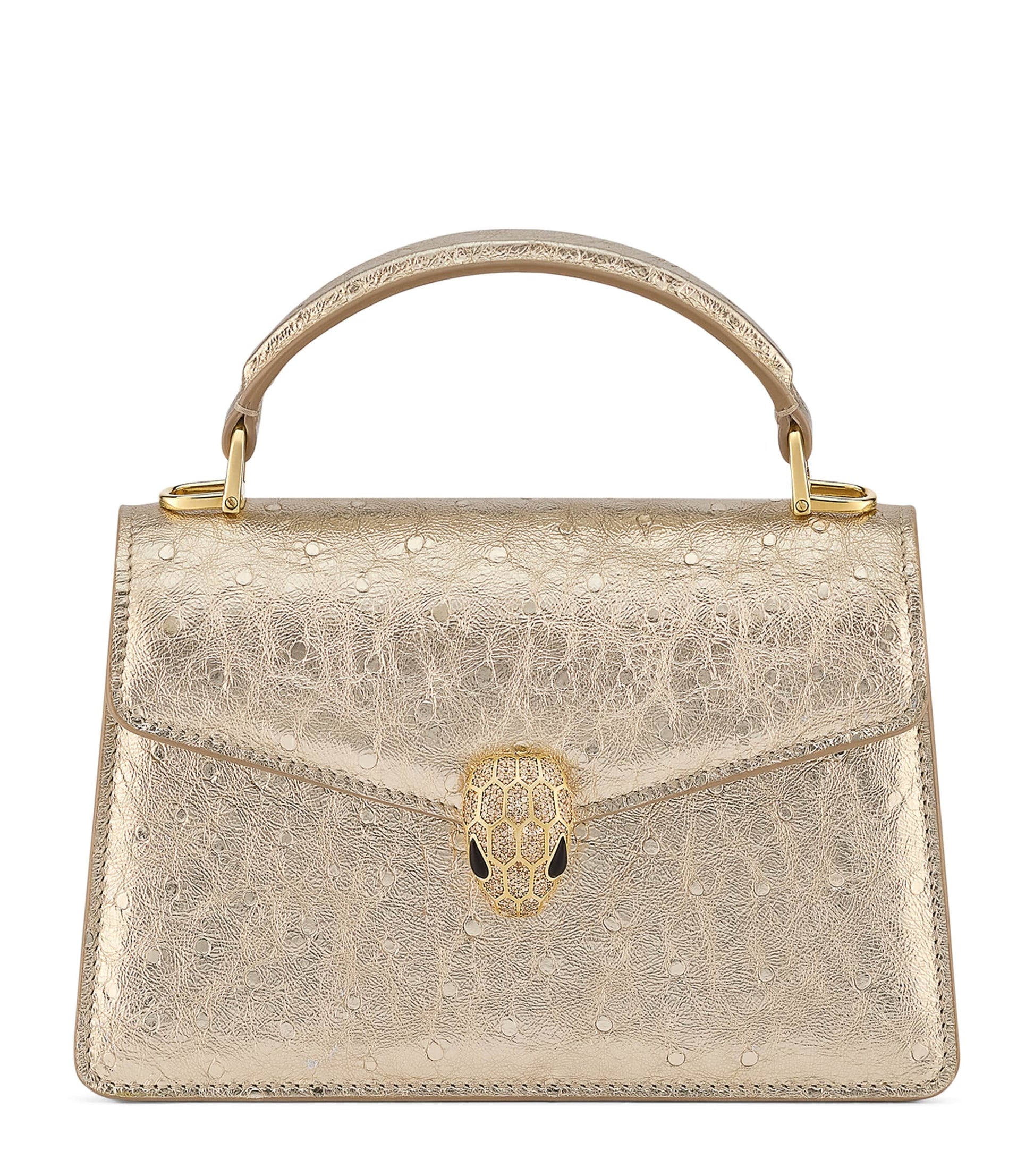 Bvlgari Gold Mini Leather Serpenti Forever Top-Handle Bag