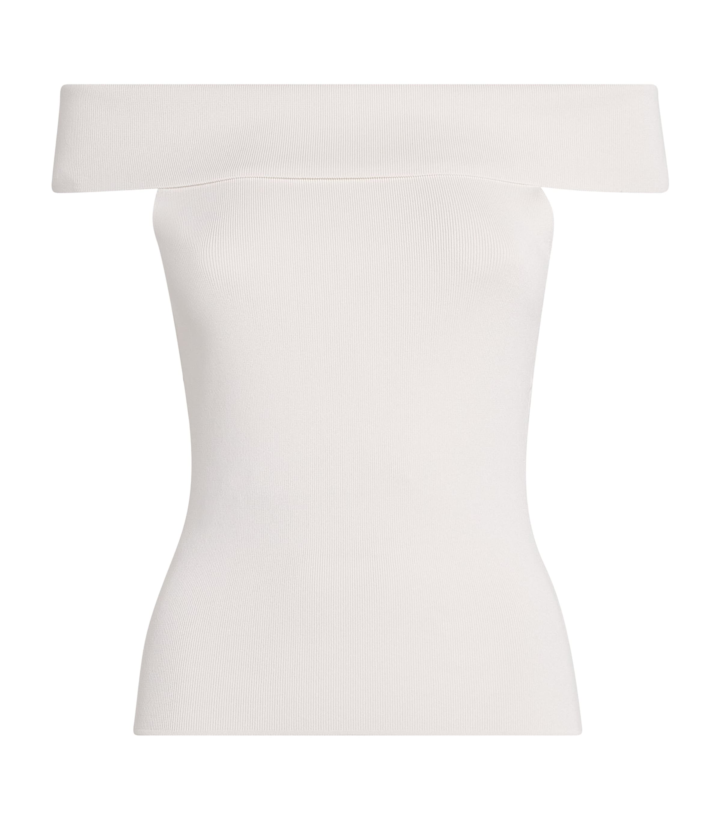 Maje White Knitted Off-The-Shoulder Top