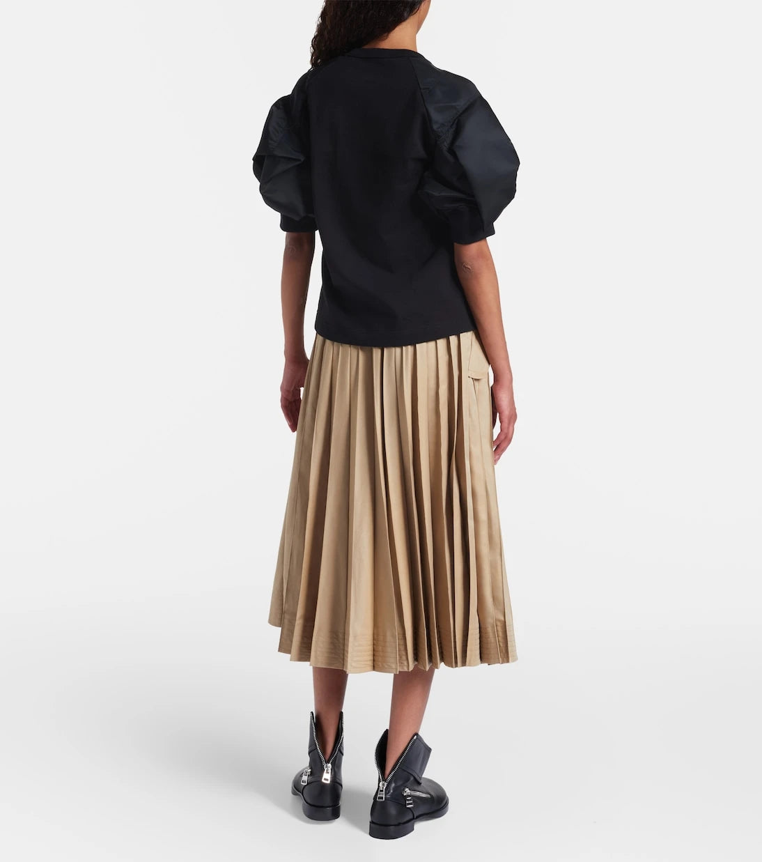 Sacai - Cotton twill and jersey T-shirt
