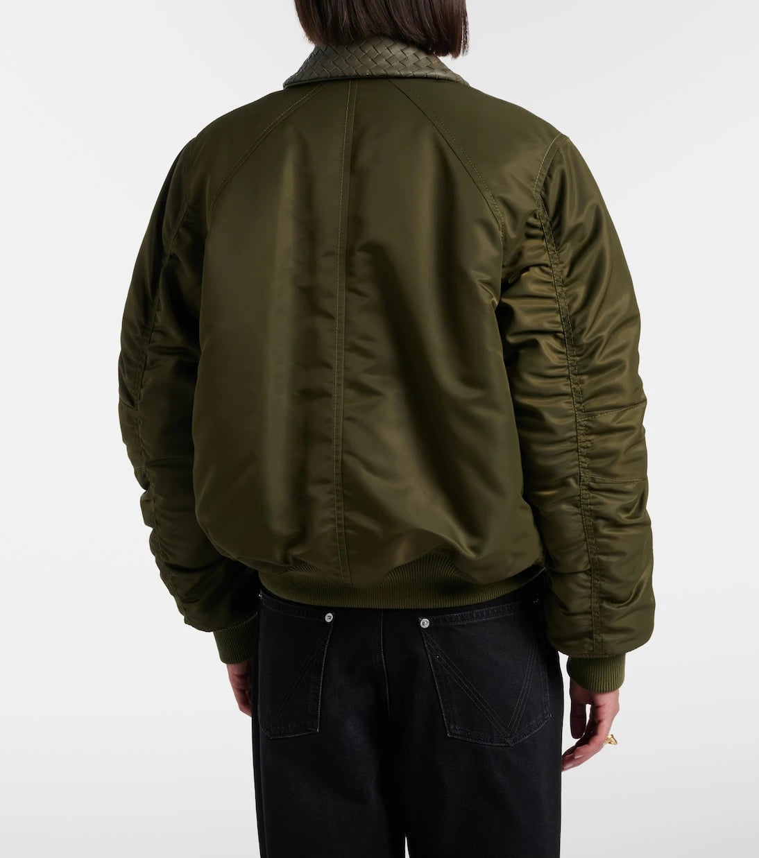 Bottega Veneta - Intrecciato leather-trimmed bomber jacket