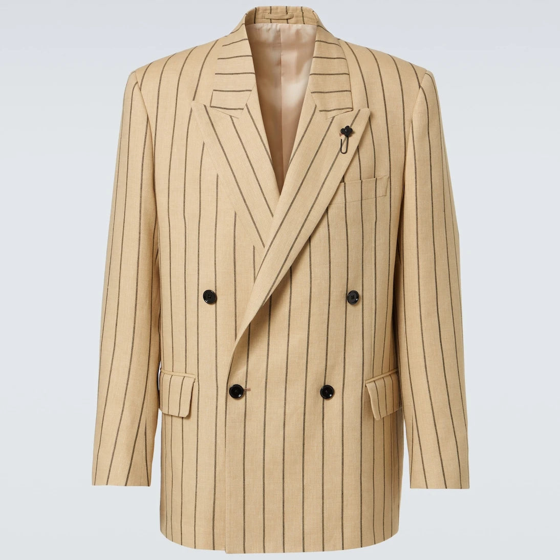 Lardini - Striped double-breasted linen and wool blazer