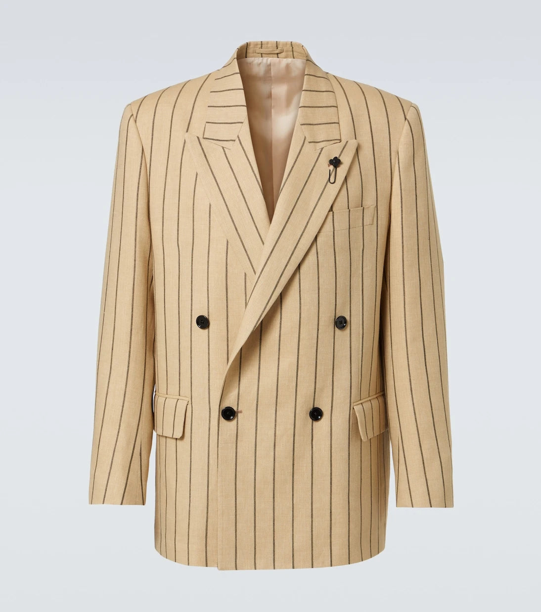 Lardini - Striped double-breasted linen and wool blazer