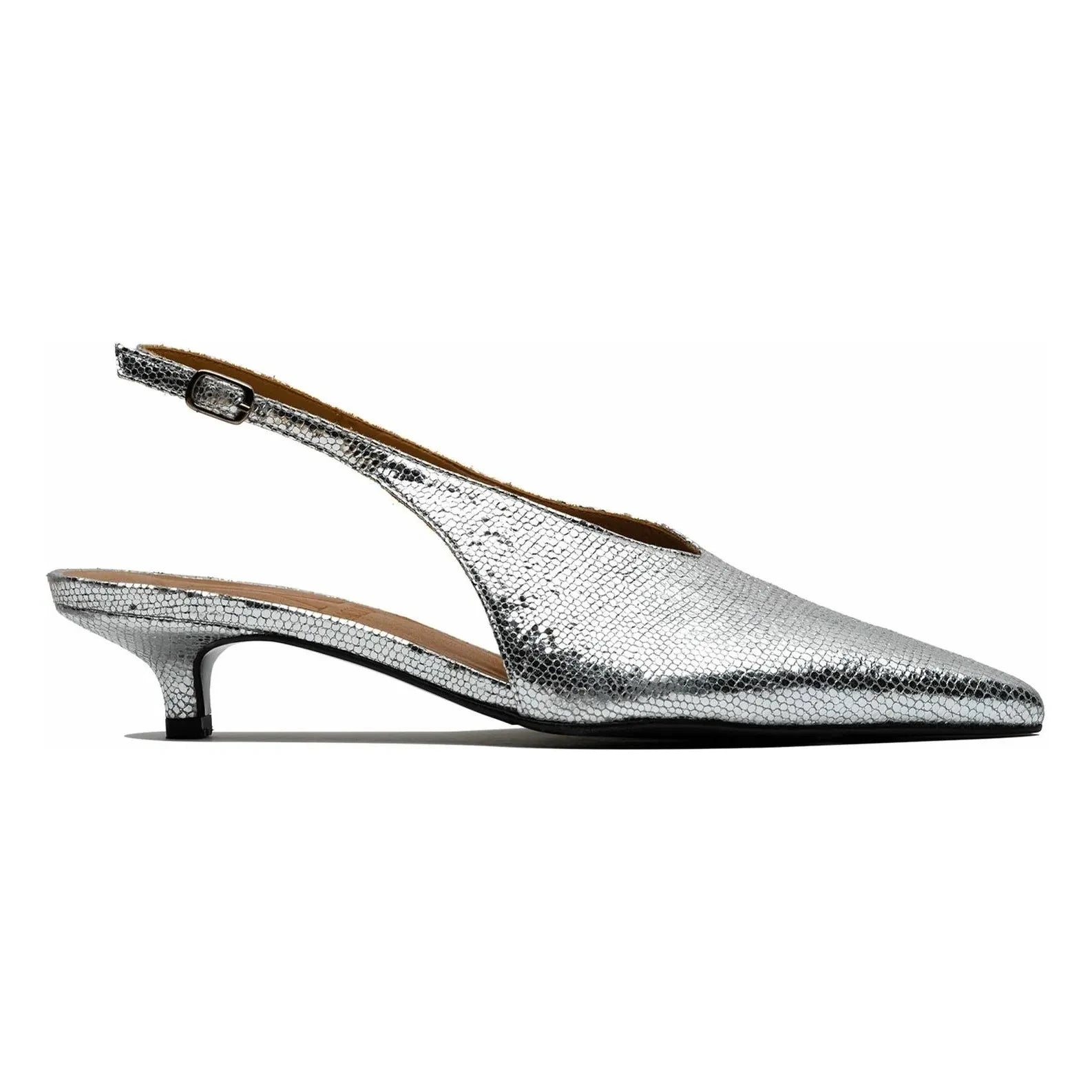 Lachoix - Metallic Heel Slingback | Silver
