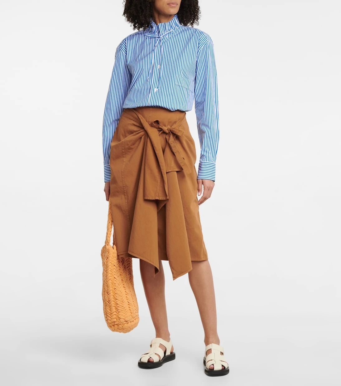 Plan C - Striped cotton poplin shirt