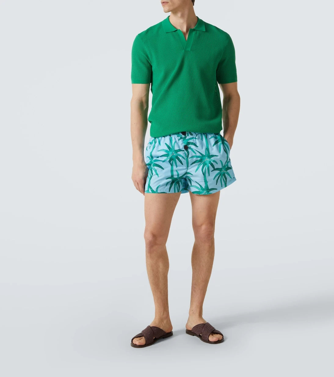 Orlebar Brown - قميص بولو شبكي منسوج بنقشة الوافل طراز رودي